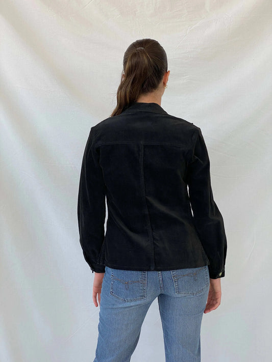 Rare 60s Vintage Miss Levi’s Gold Tab Big E Black Corduroy Blazer - M - Balagan Vintage Blazer blazer, corduroy, corduroy blazer, full sleeve blazer, levis, levis jeans, Mira, rare find, rare vintage, winter