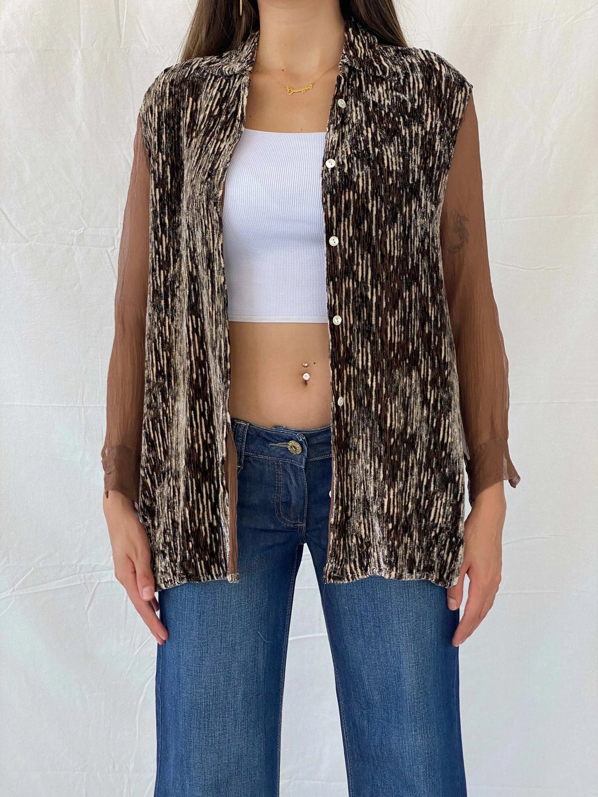 Rare Vintage 90s Le Garage Semi Sheer Silk Shirt - S - Balagan Vintage Full Sleeve Top 00s, 90s, Mira, Office core, rare vintage, women top