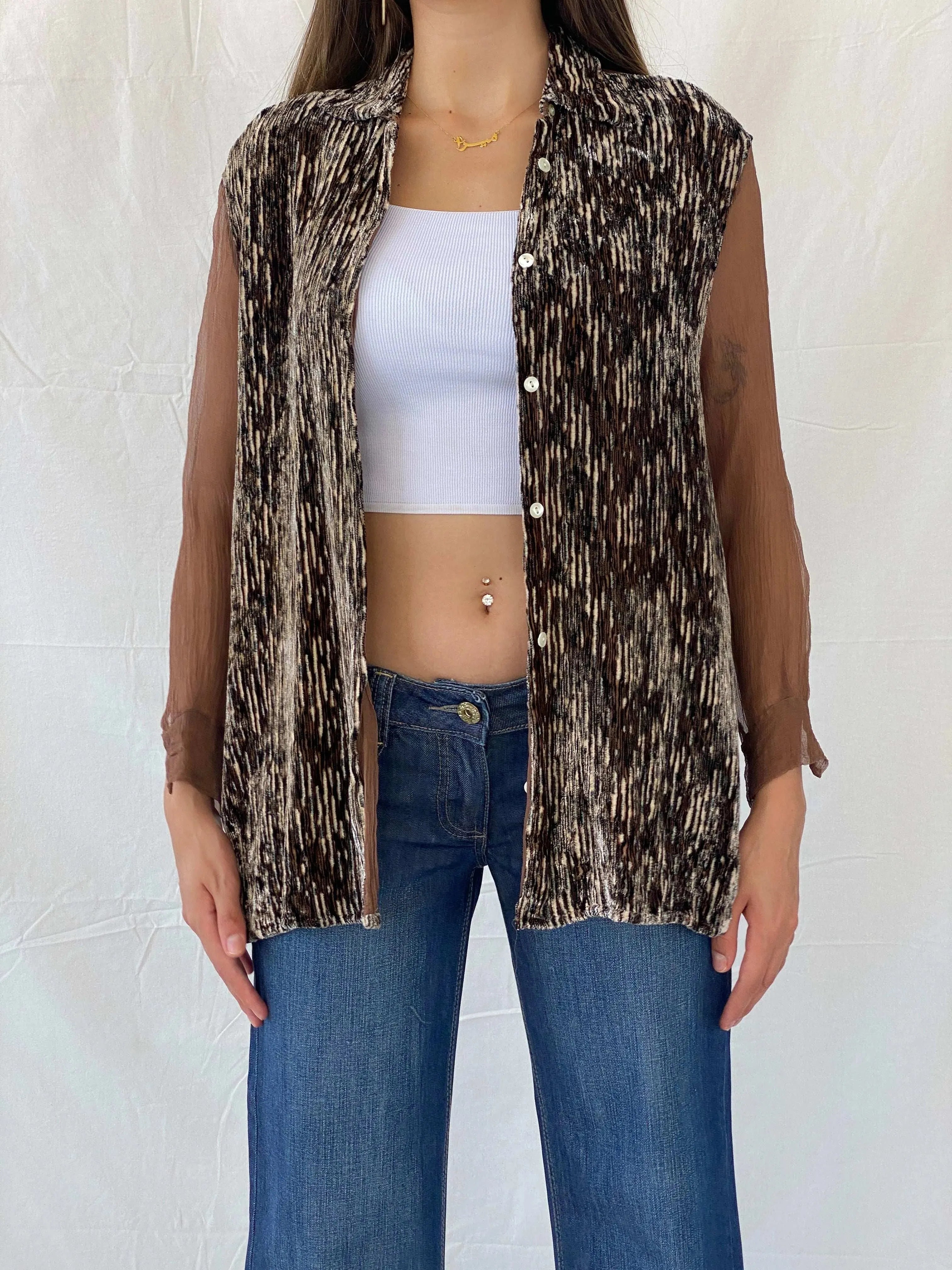Rare Vintage 90s Le Garage Semi Sheer Silk Shirt - S - Balagan Vintage Full Sleeve Top 00s, 90s, Mira, Office core, rare vintage, women top