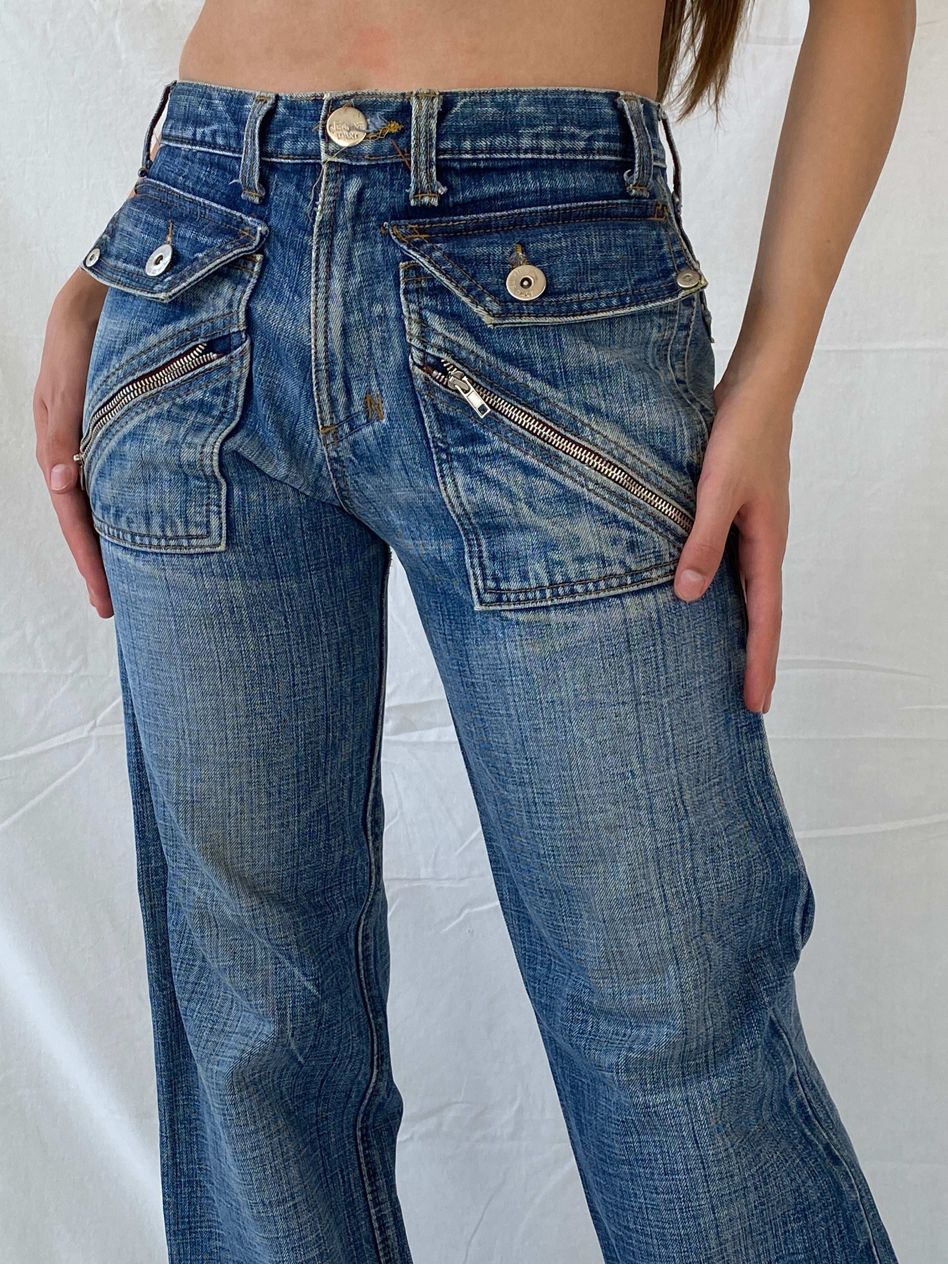 Rare Vintage Jeanne D’Art Biker Style Washed Heavy Jeans - Balagan Vintage Jeans 00s, 90s, denim, flare jeans, jeans, Mira, rare find, rare vintage