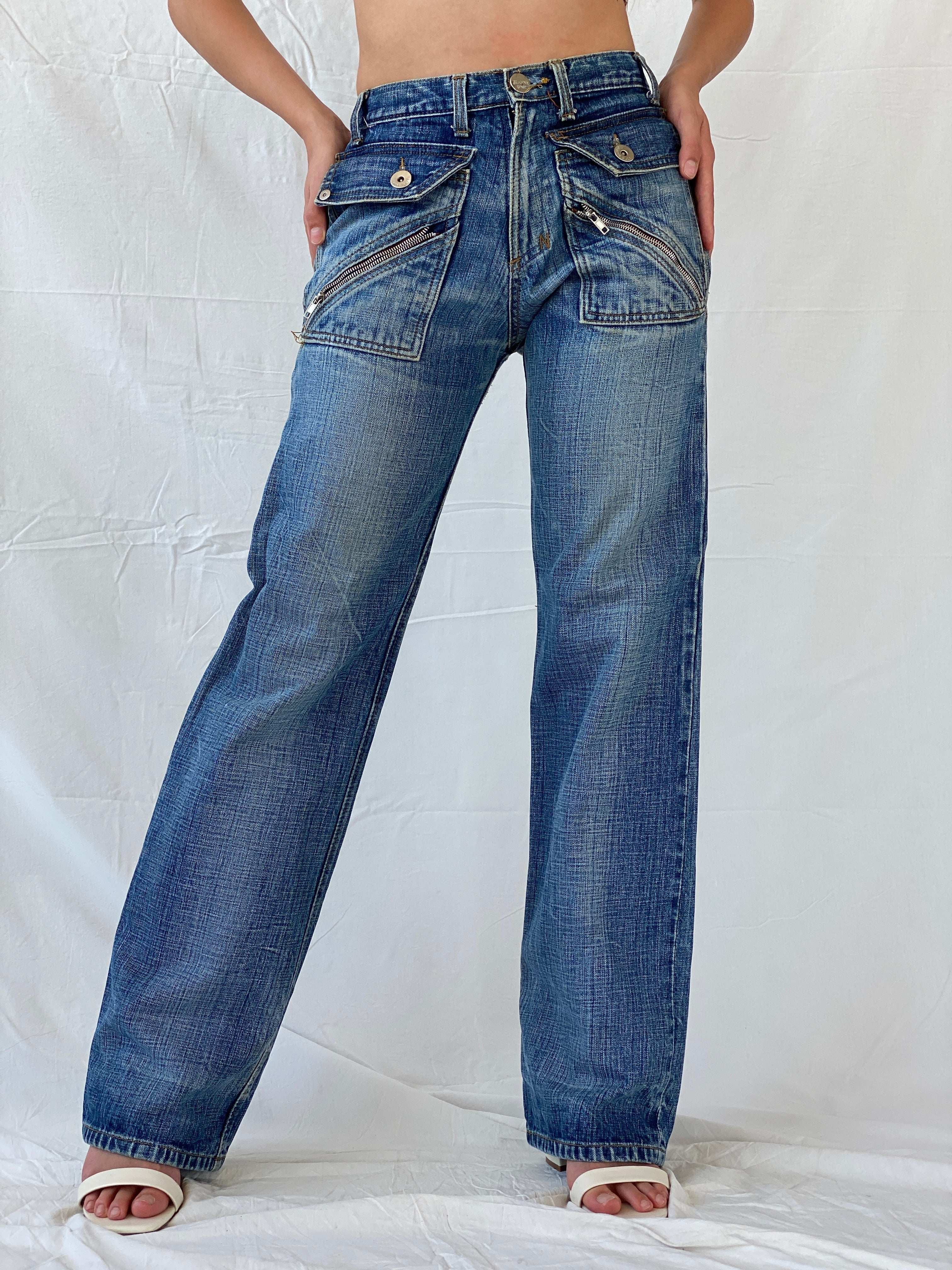 Rare Vintage Jeanne D’Art Biker Style Washed Heavy Jeans - Balagan Vintage Jeans 00s, 90s, denim, flare jeans, jeans, Mira, rare find, rare vintage