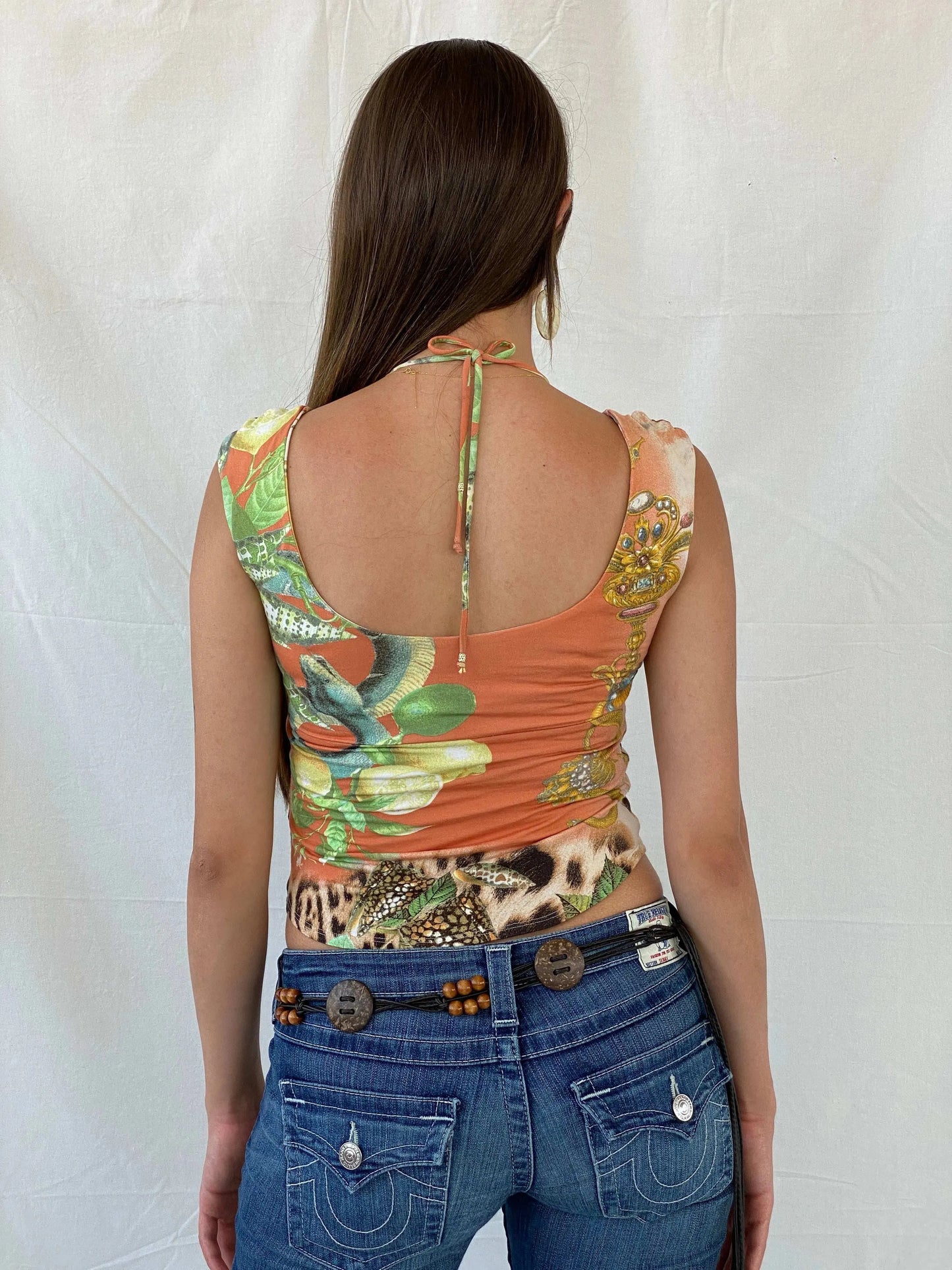 Rare Y2K Roberto Cavalli 2005 Multi Color Metallic Snake Top - XS - Balagan Vintage Full Sleeve Top 00s, 90s, floral top, just cavalli, Mira, rare find, rare vintage, roberto cavalli, winter, women top