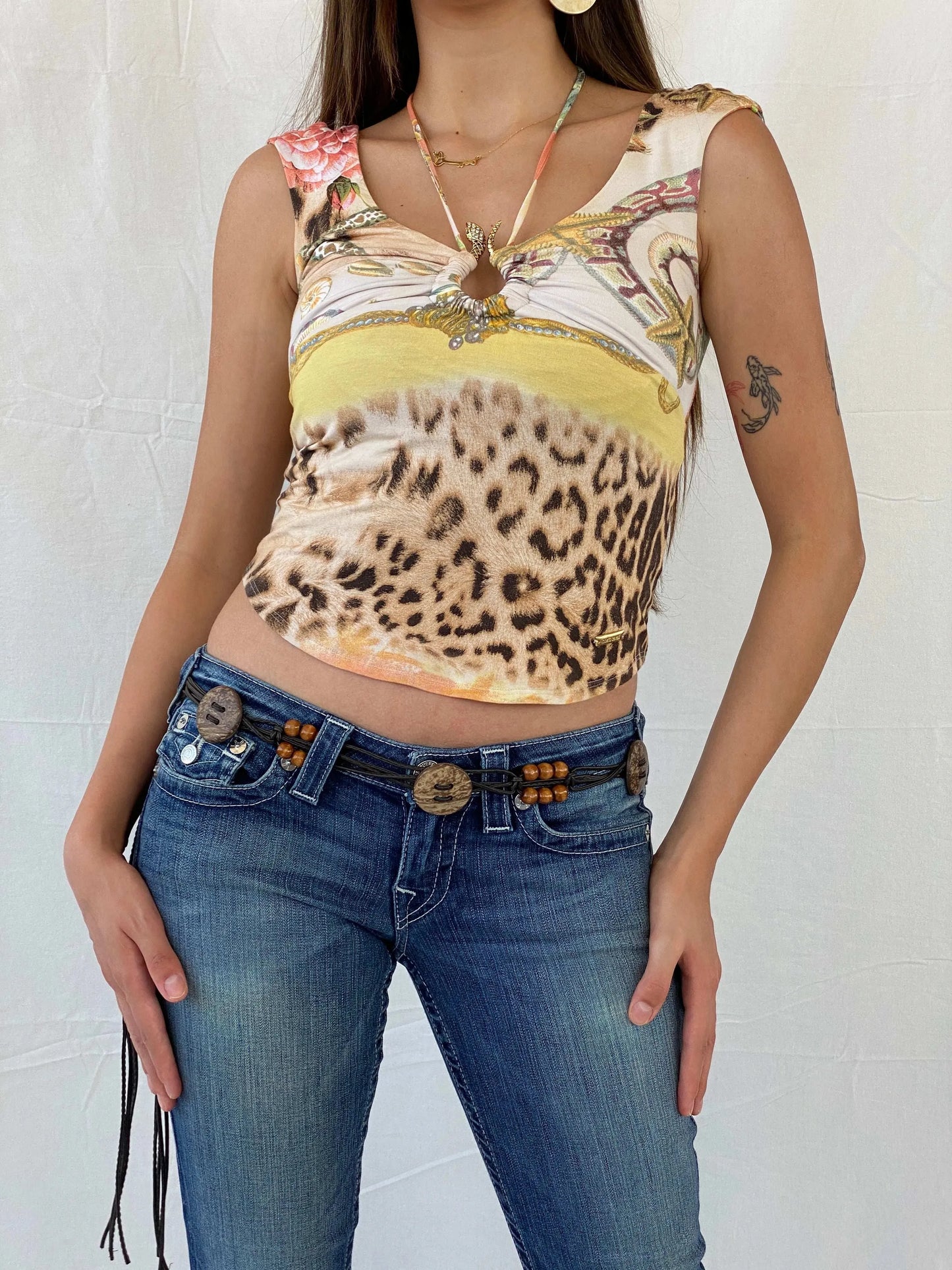Rare Y2K Roberto Cavalli 2005 Multi Color Metallic Snake Top - XS - Balagan Vintage Full Sleeve Top 00s, 90s, floral top, just cavalli, Mira, rare find, rare vintage, roberto cavalli, winter, women top
