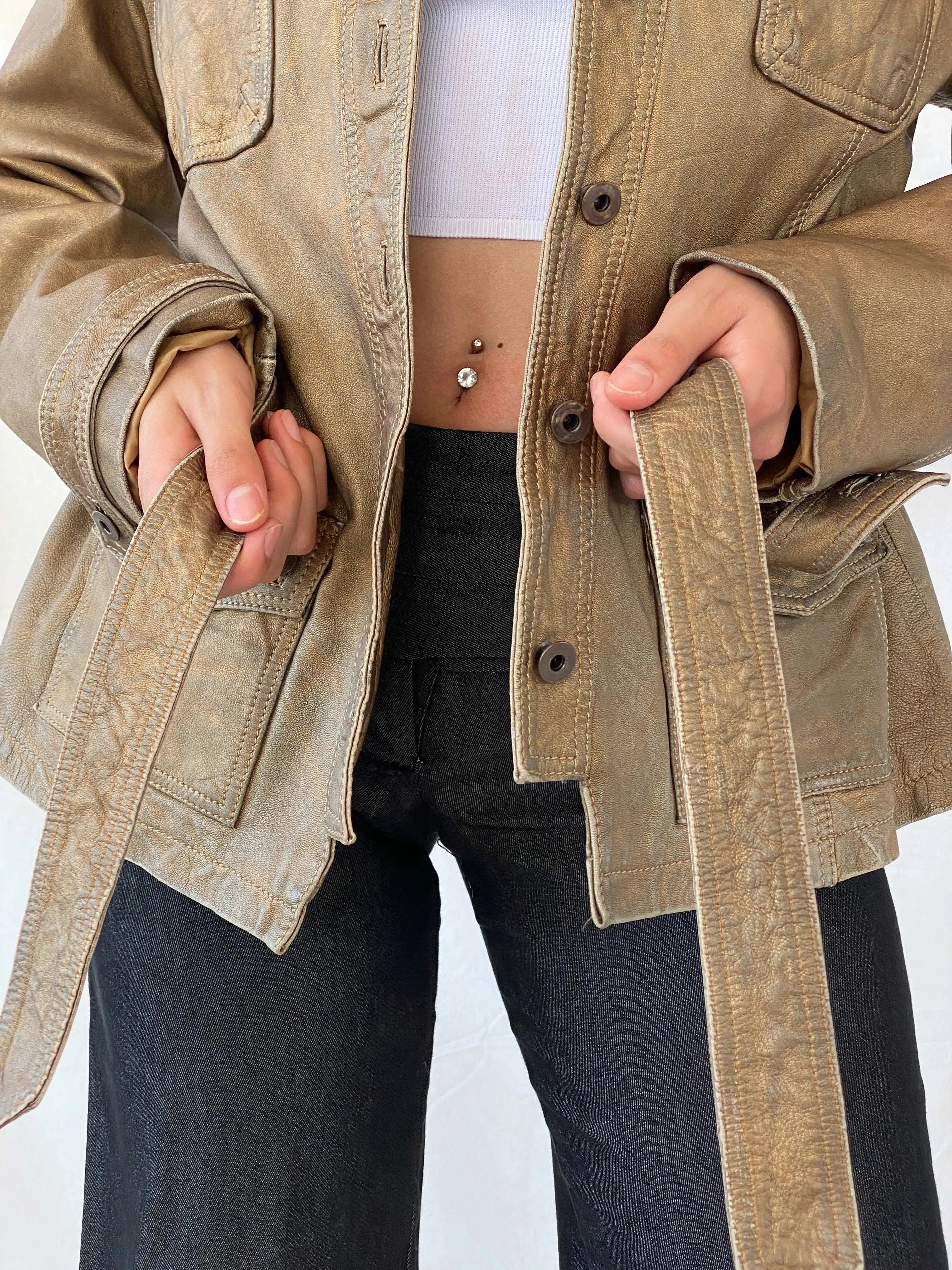 Rick Cardona Designer Metallic Bronze Genuine Leather jacket - L - Balagan Vintage Leather Jacket 90s, Coats&Jackets, Deals, genuine leather jacket, leather jacket, Mira, winter, Women's Leather Jackets