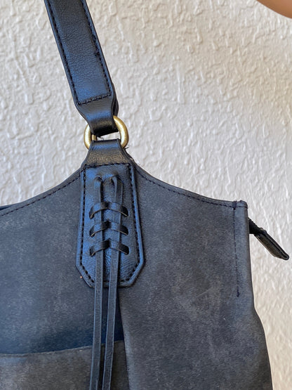 Rosetti Stella Dark Gray Distressed Leather Purse Large Tassel Hobo Shoulder Bag - Balagan Vintage Shoulder Bag 00s, 90s, bag, handbag, NEW IN, shoulder bag, Y2K