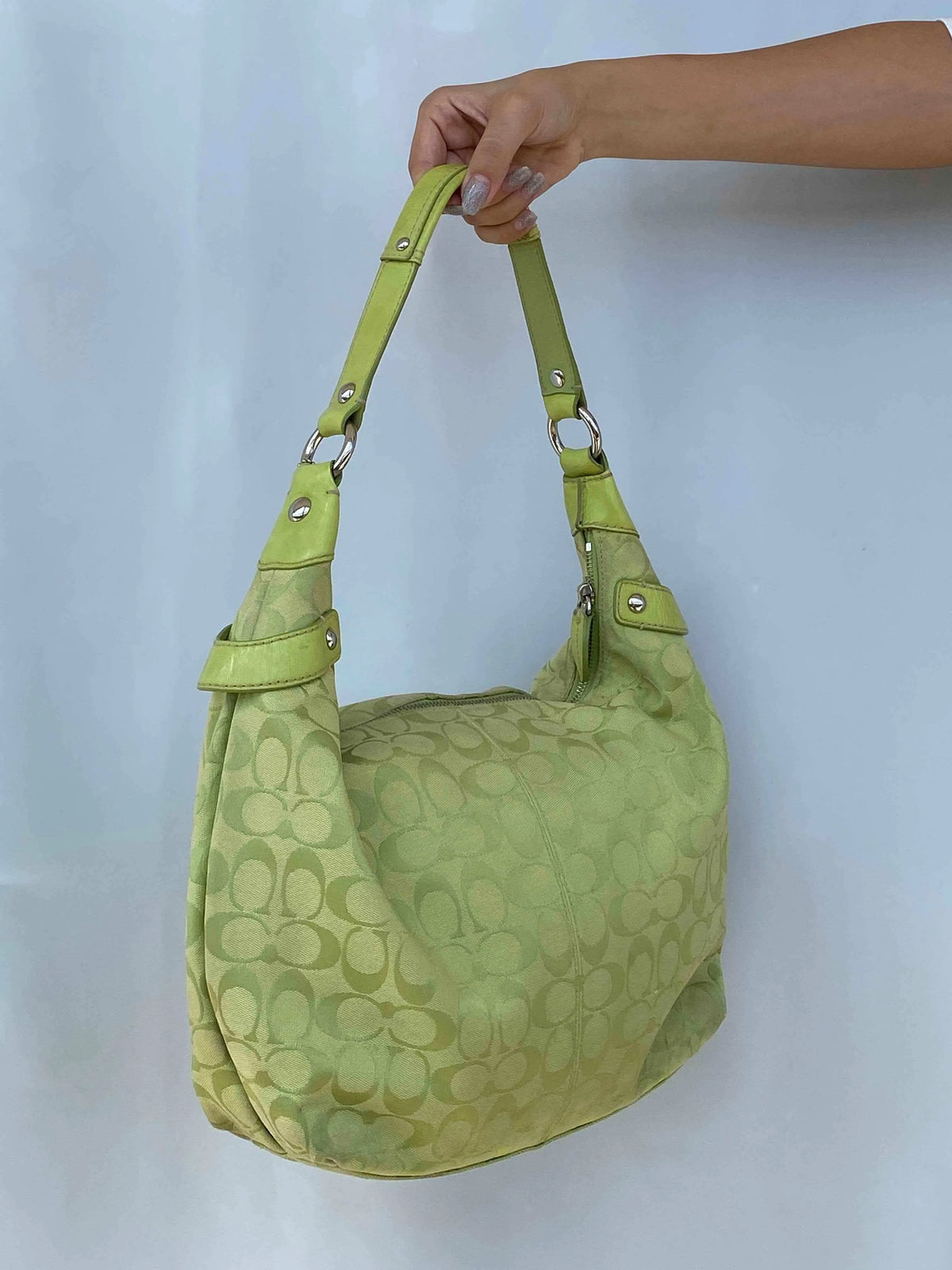 Signature Lime Green Coach Hampton Shoulder Bag - Essential Piece