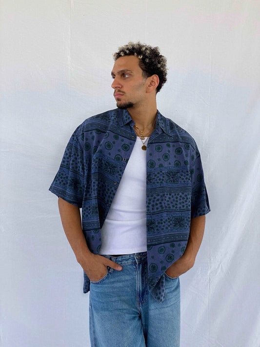 St. Michael by Marks& Spenser Silk Shirt - Balagan Vintage Half Sleeve Shirt Abdullah, silk, silk shirt