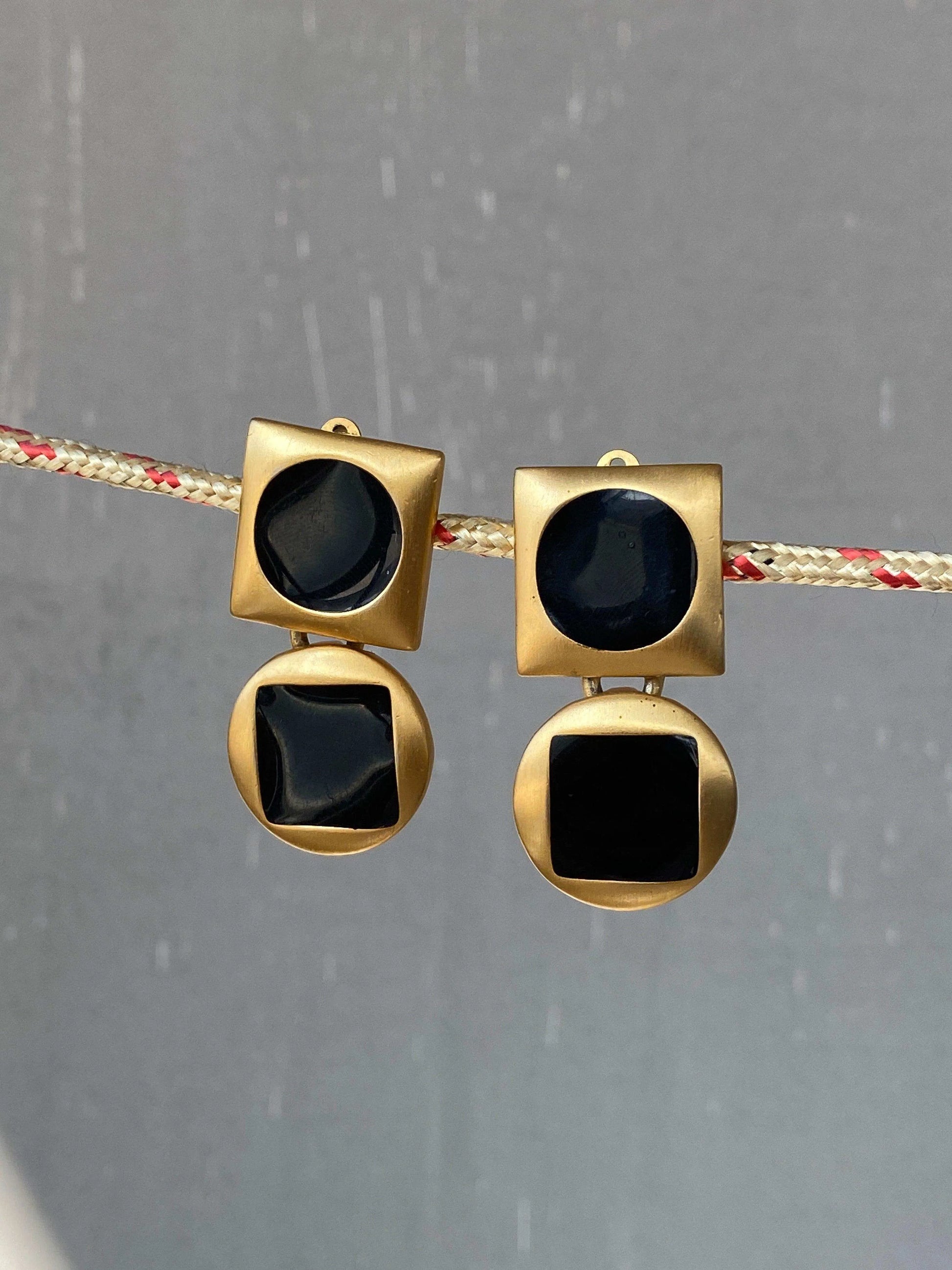 Statement 80s Anne Klein Clip Back Earrings - Balagan Vintage Earrings 90s