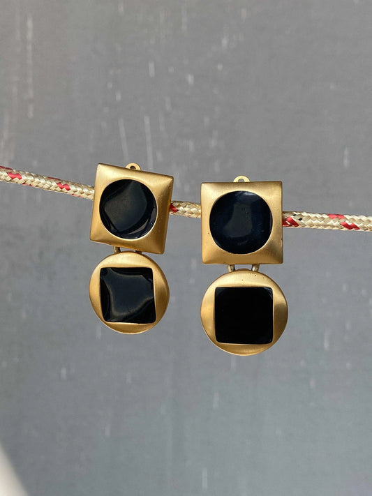 Statement 80s Anne Klein Clip Back Earrings - Balagan Vintage Earrings 90s