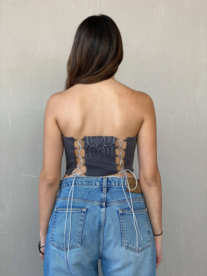 Statement Balagan Vintage Reworked AC/DC Corset - Balagan Vintage Corset corset, Juana, reworked, reworked vintage
