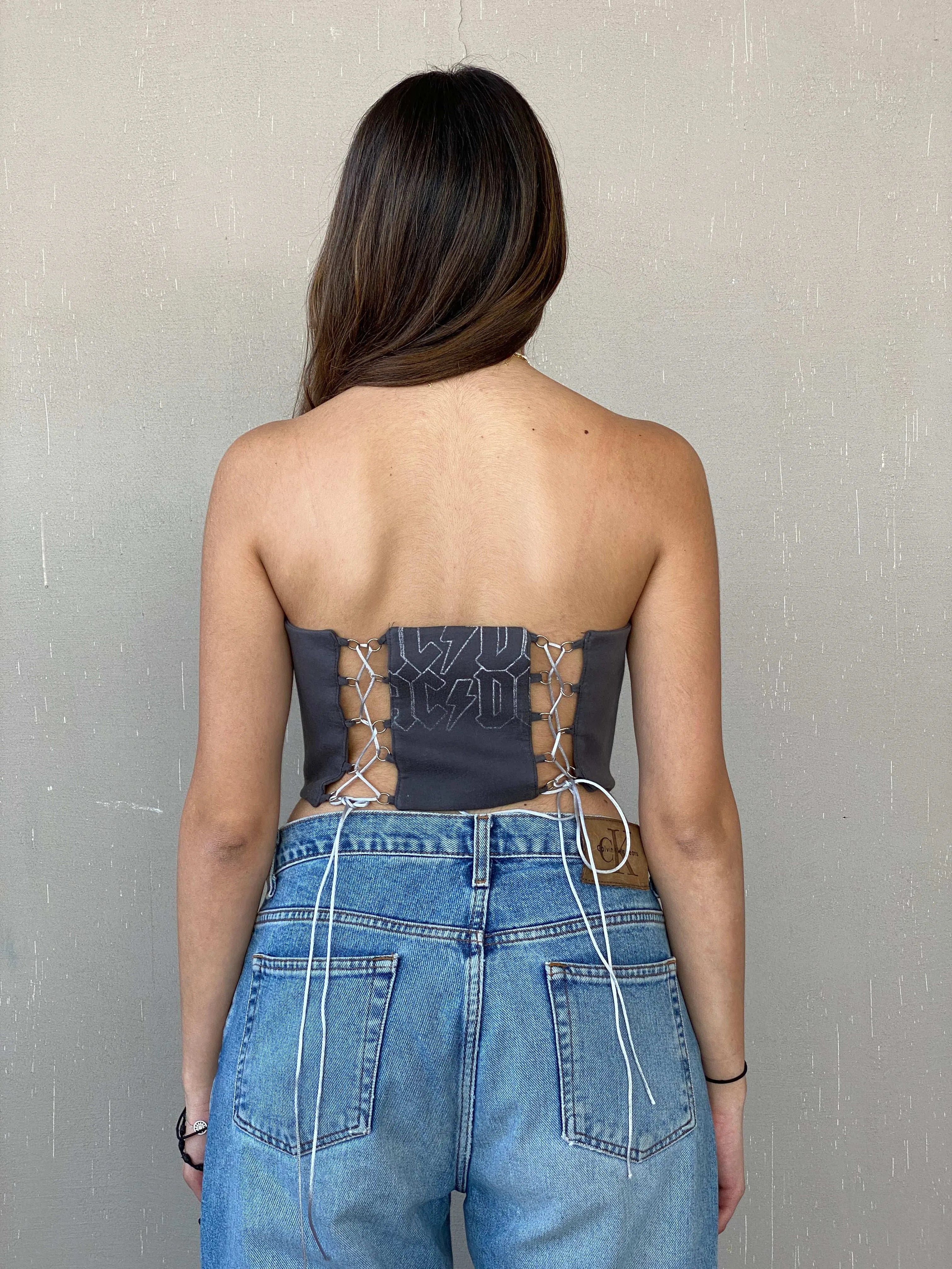 Statement Balagan Vintage Reworked AC/DC Corset - Balagan Vintage Corset corset, Juana, reworked, reworked vintage