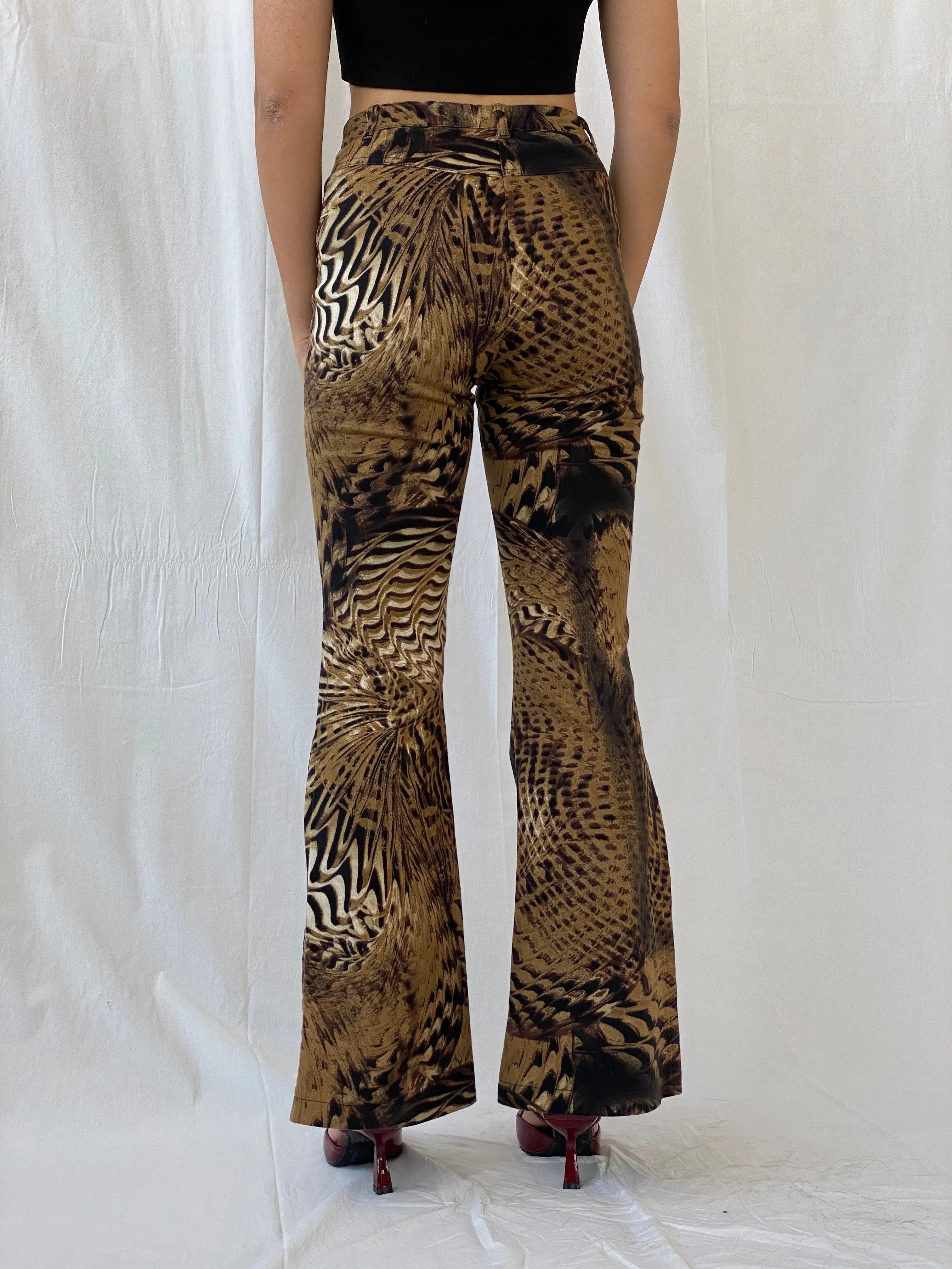 Statement Emozioni Leopard High Waisted Flare Pants - 34EUR - Balagan Vintage Pants 00s, animal print, Celine, leopard print, pants, women pants