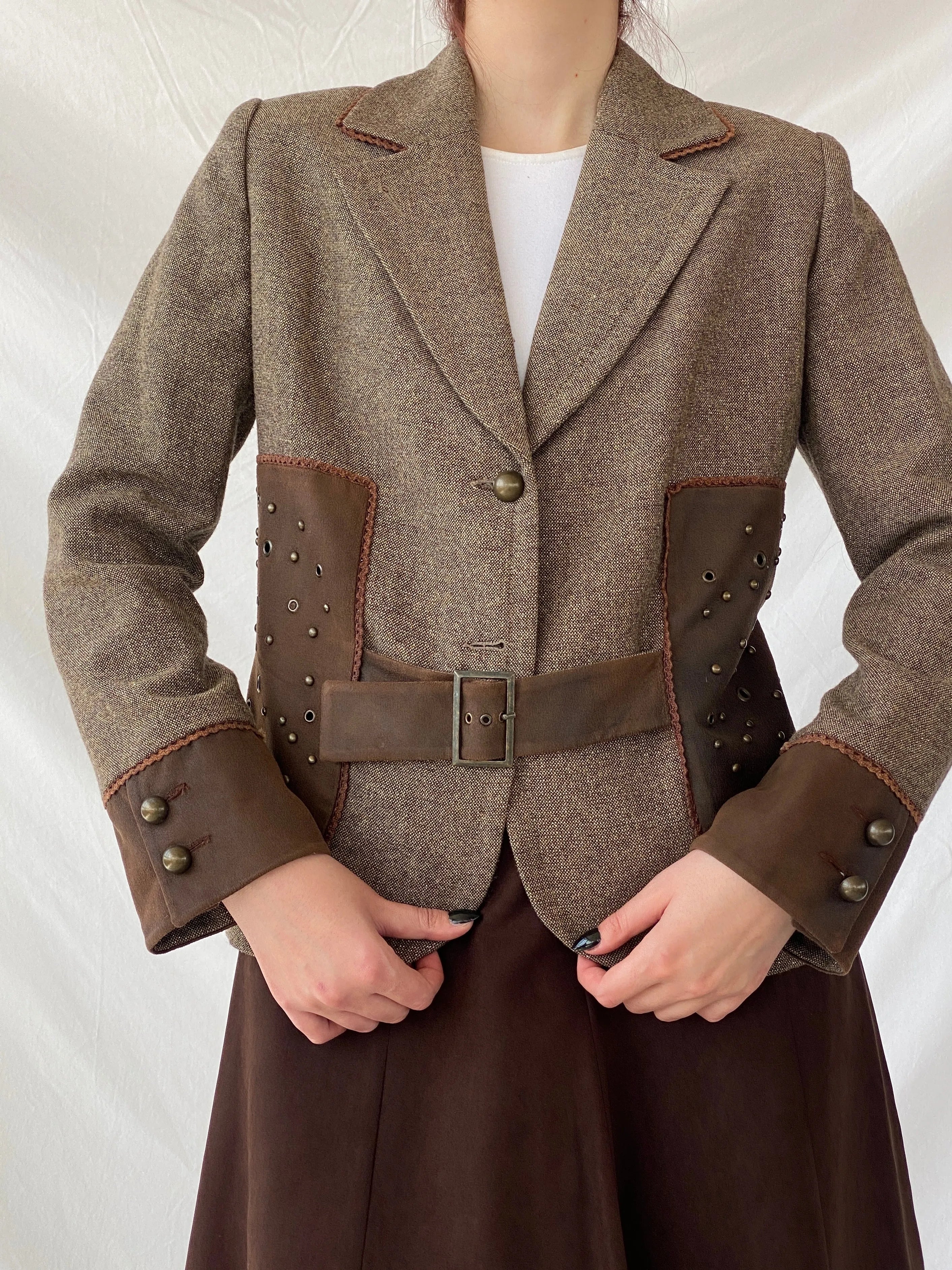 Statement Gürler Giyim Women’s Suede-Like Patches Brown Blazer - L - Balagan Vintage Blazer 00s, Ayah, blazer, consignment, Dana, NEW IN, tweed blazer, vintage blazer