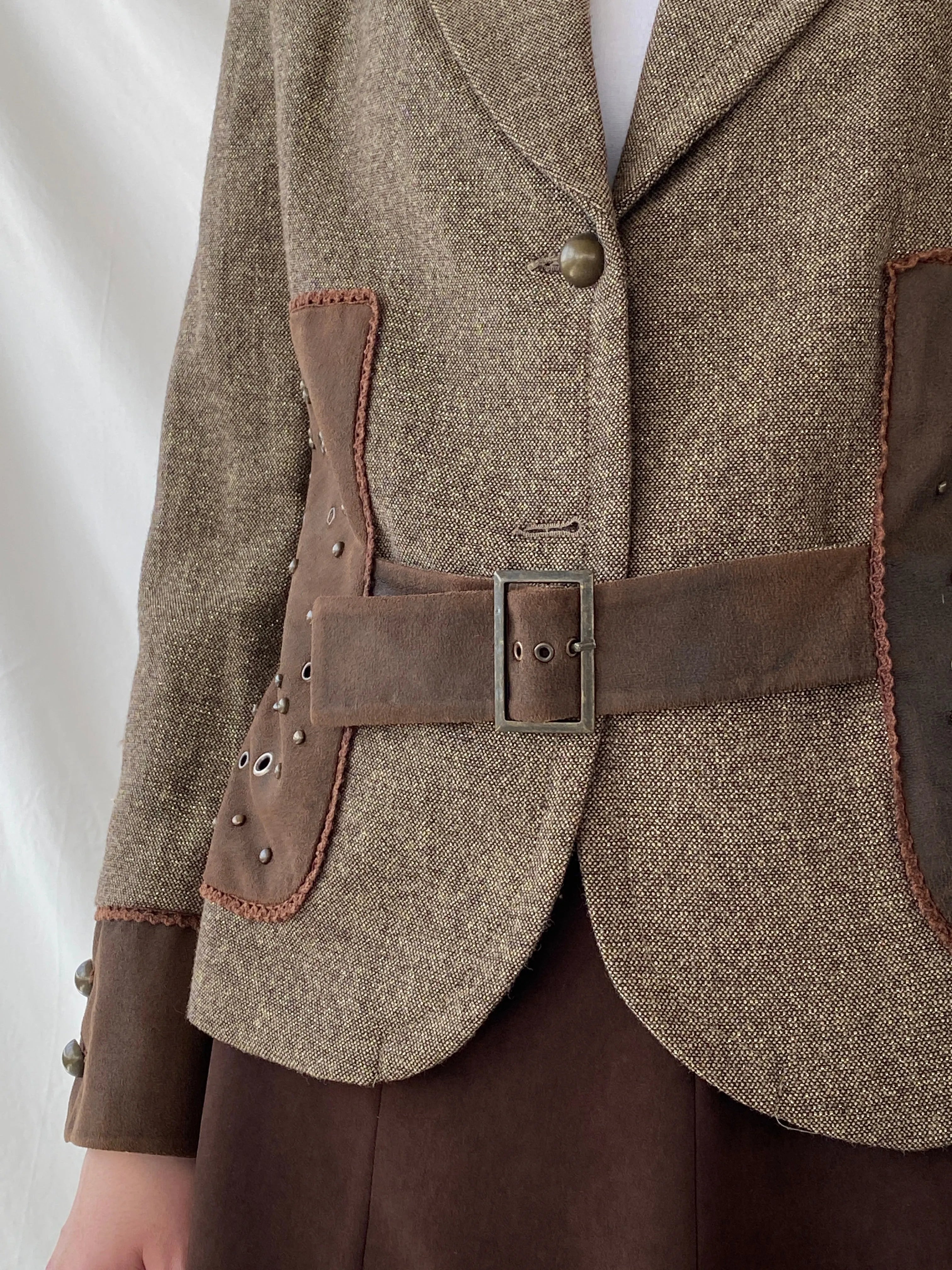 Statement Gürler Giyim Women’s Suede-Like Patches Brown Blazer - L - Balagan Vintage Blazer 00s, Ayah, blazer, consignment, Dana, NEW IN, tweed blazer, vintage blazer