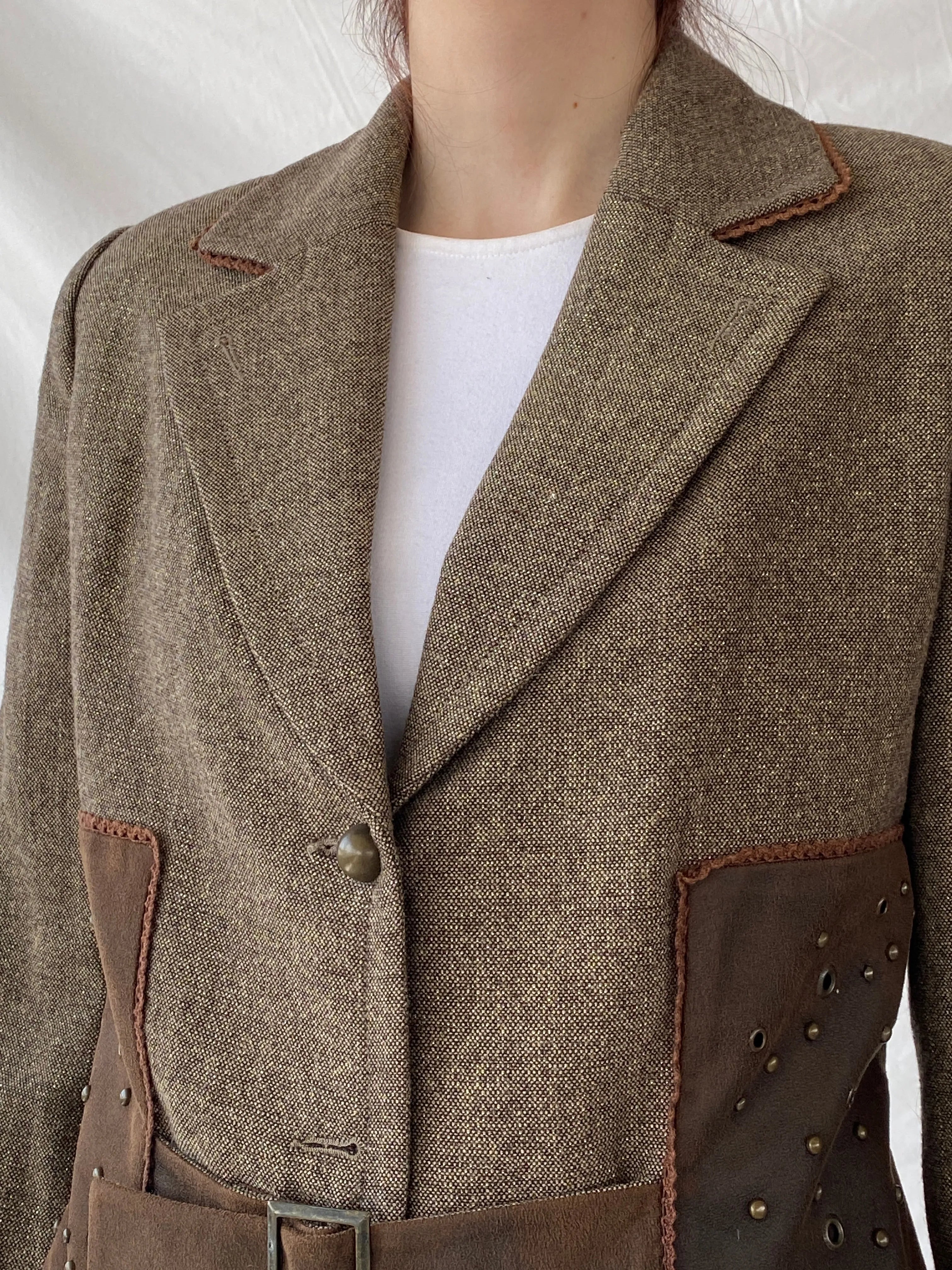 Statement Gürler Giyim Women’s Suede-Like Patches Brown Blazer - L - Balagan Vintage Blazer 00s, Ayah, blazer, consignment, Dana, NEW IN, tweed blazer, vintage blazer