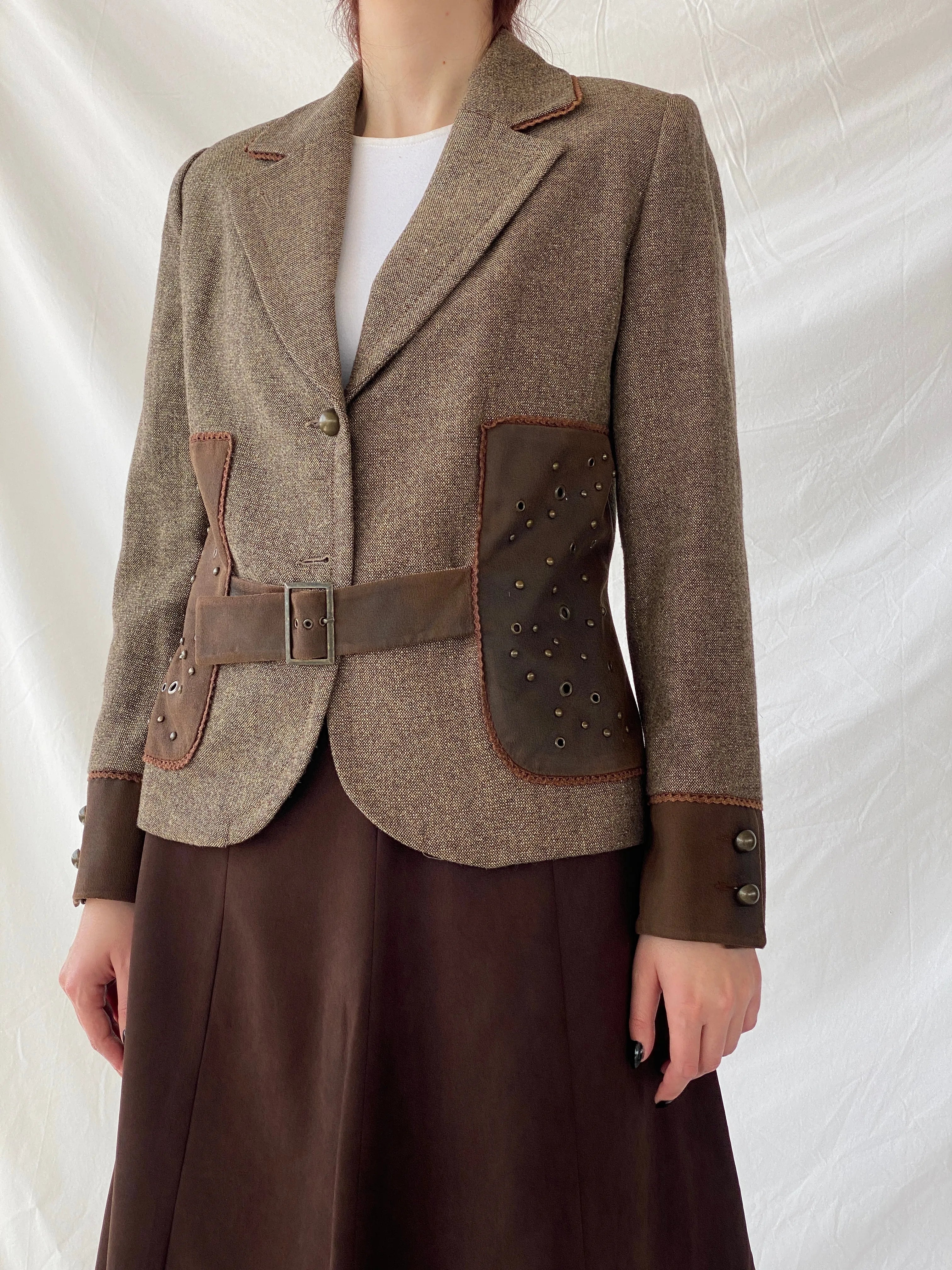 Statement Gürler Giyim Women’s Suede-Like Patches Brown Blazer - L - Balagan Vintage Blazer 00s, Ayah, blazer, consignment, Dana, NEW IN, tweed blazer, vintage blazer