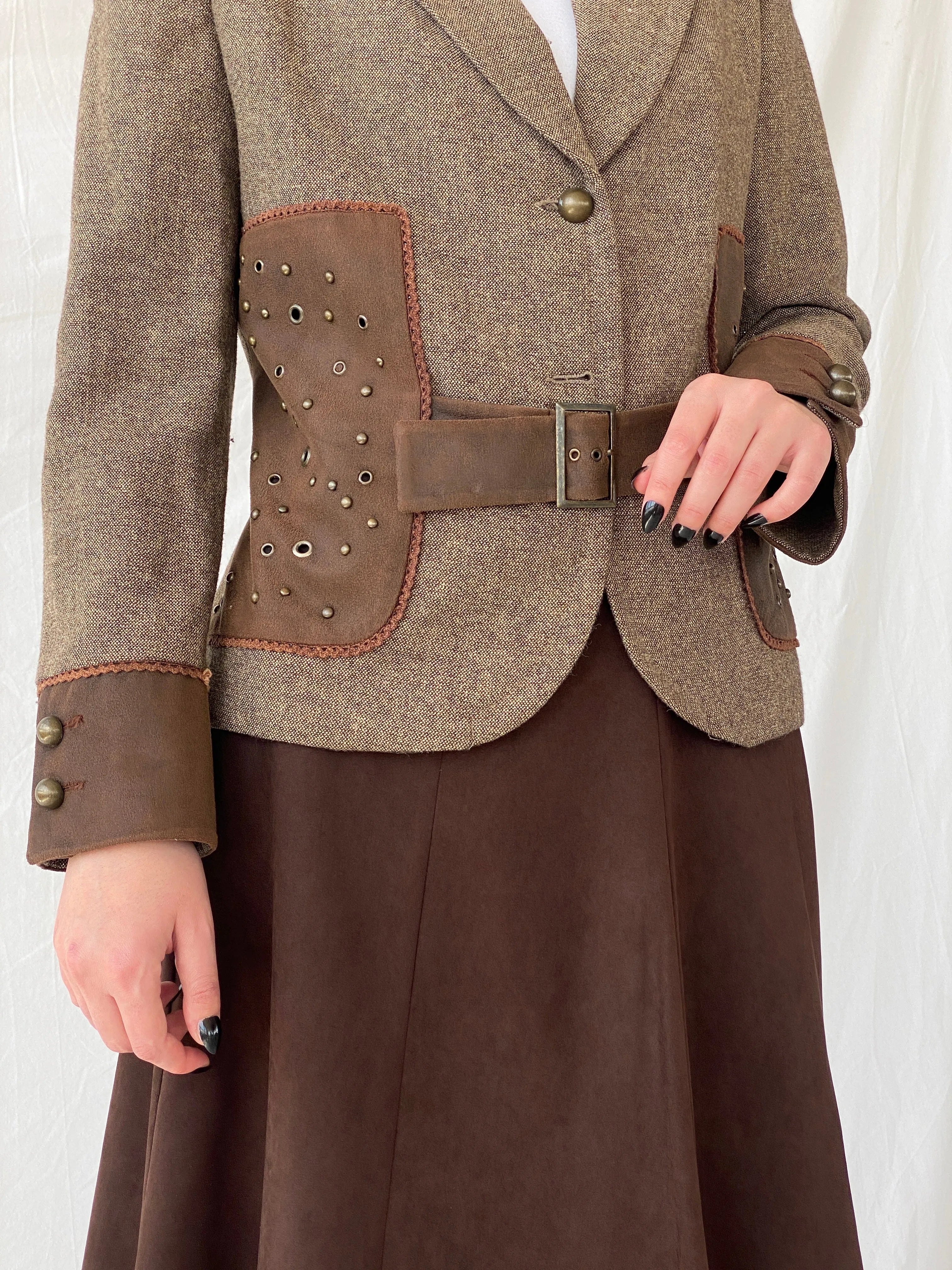 Statement Gürler Giyim Women’s Suede-Like Patches Brown Blazer - L - Balagan Vintage Blazer 00s, Ayah, blazer, consignment, Dana, NEW IN, tweed blazer, vintage blazer