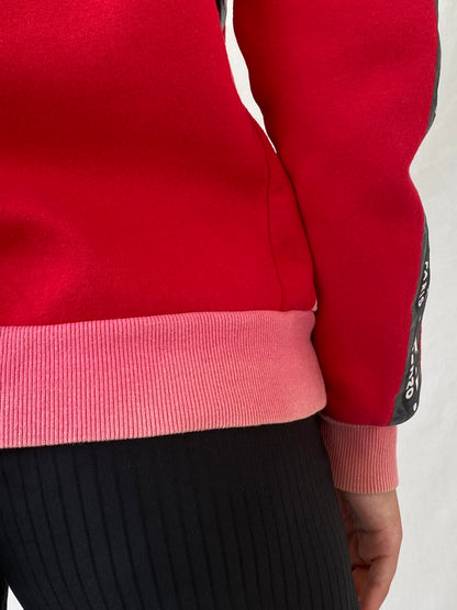 Statement Kenzo Paris Red Fleece Eye Print Sweater Crew Neck Cotton Sweatshirt - S - Balagan Vintage Sweater 00s, Ayah, consignment, cotton, Hala, kenzo, winter, women top