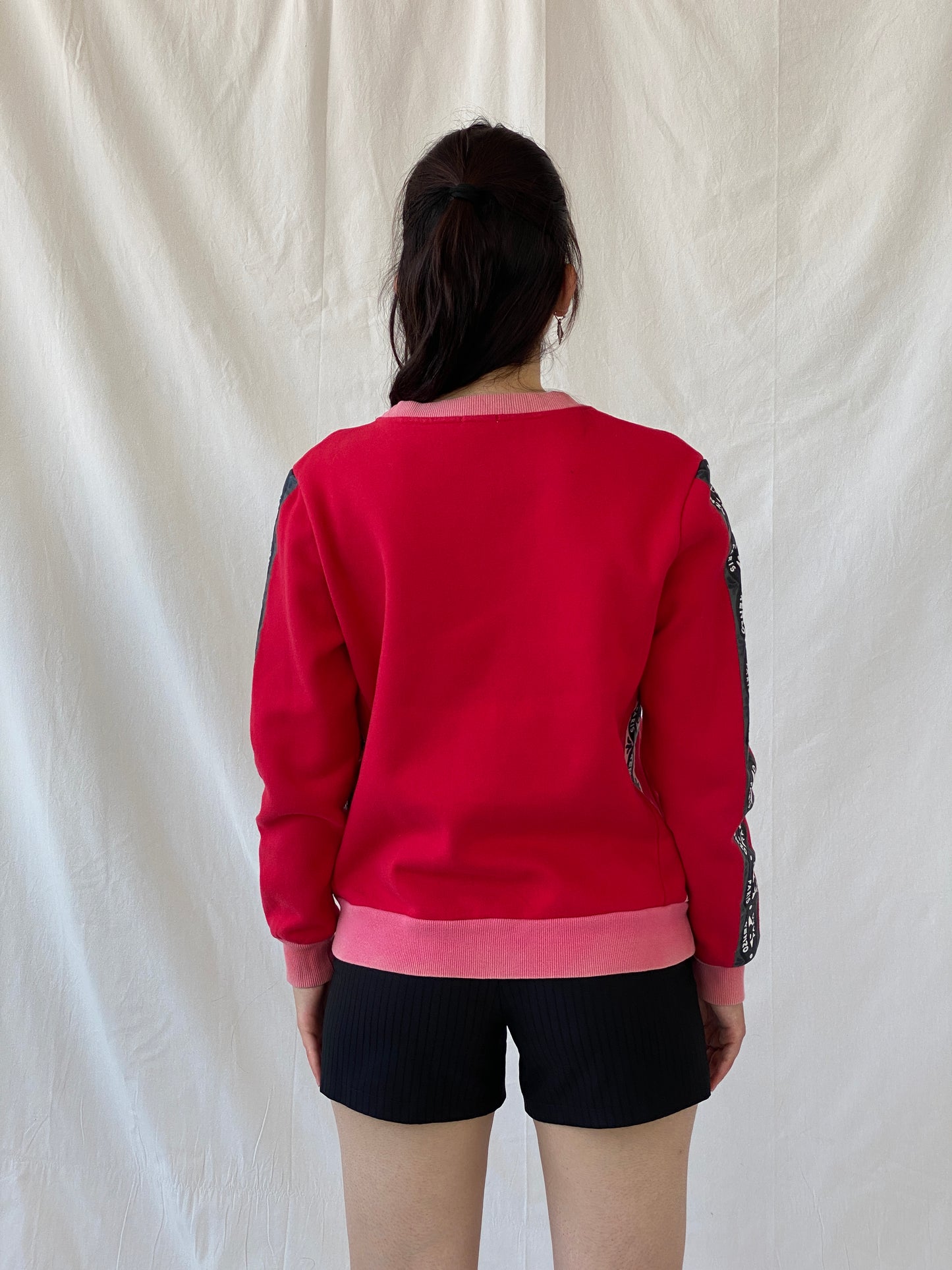 Statement Kenzo Paris Red Fleece Eye Print Sweater Crew Neck Cotton Sweatshirt - S - Balagan Vintage Sweater 00s, Ayah, consignment, cotton, Hala, kenzo, winter, women top