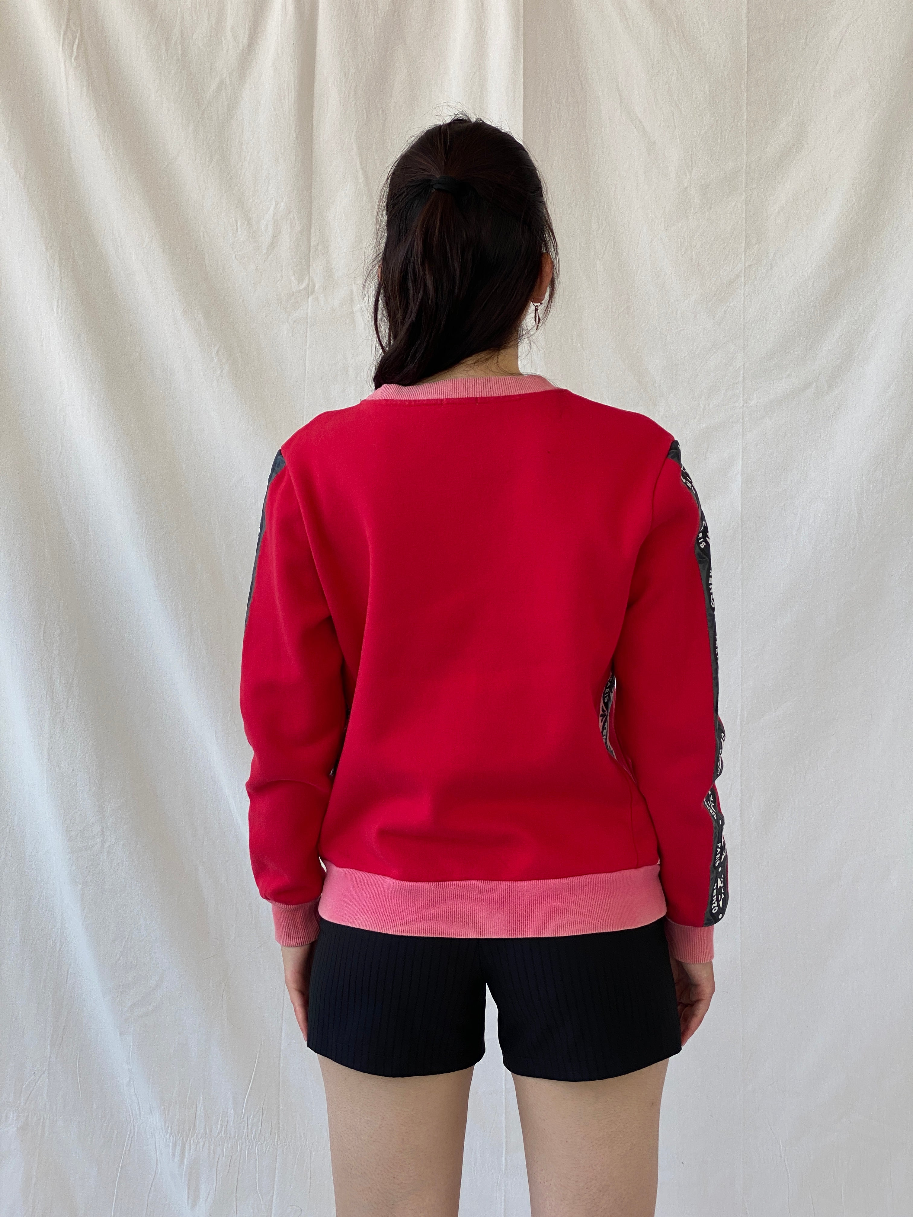 Statement Kenzo Paris Red Fleece Eye Print Sweater Crew Neck Cotton Sweatshirt - S - Balagan Vintage Sweater 00s, Ayah, consignment, cotton, Hala, kenzo, winter, women top