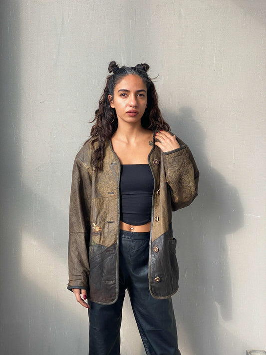 Statement Vintage 80s/90s Genuine Leather Jacket - Balagan Vintage Leather Jacket 80s, 90s, genuine leather, genuine leather jacket, Tojan