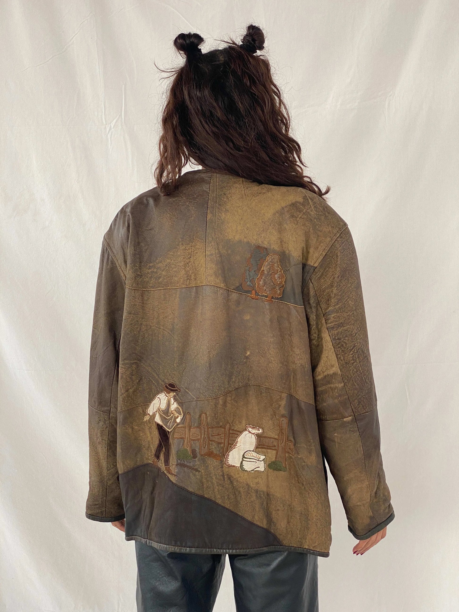 Statement Vintage 80s/90s Genuine Leather Jacket - Balagan Vintage Leather Jacket 80s, 90s, genuine leather, genuine leather jacket, Tojan