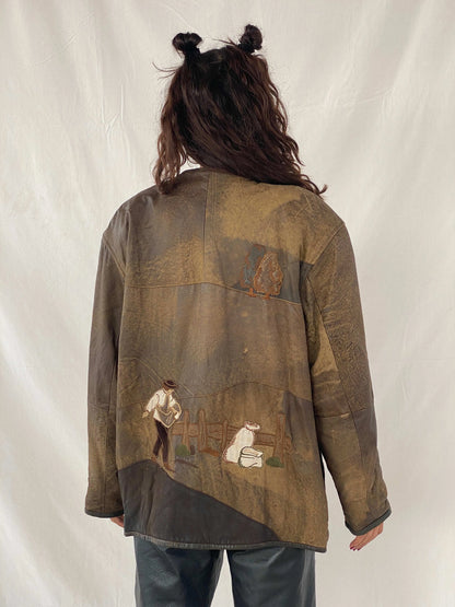 Statement Vintage 80s/90s Genuine Leather Jacket - Balagan Vintage Leather Jacket 80s, 90s, genuine leather, genuine leather jacket, Tojan