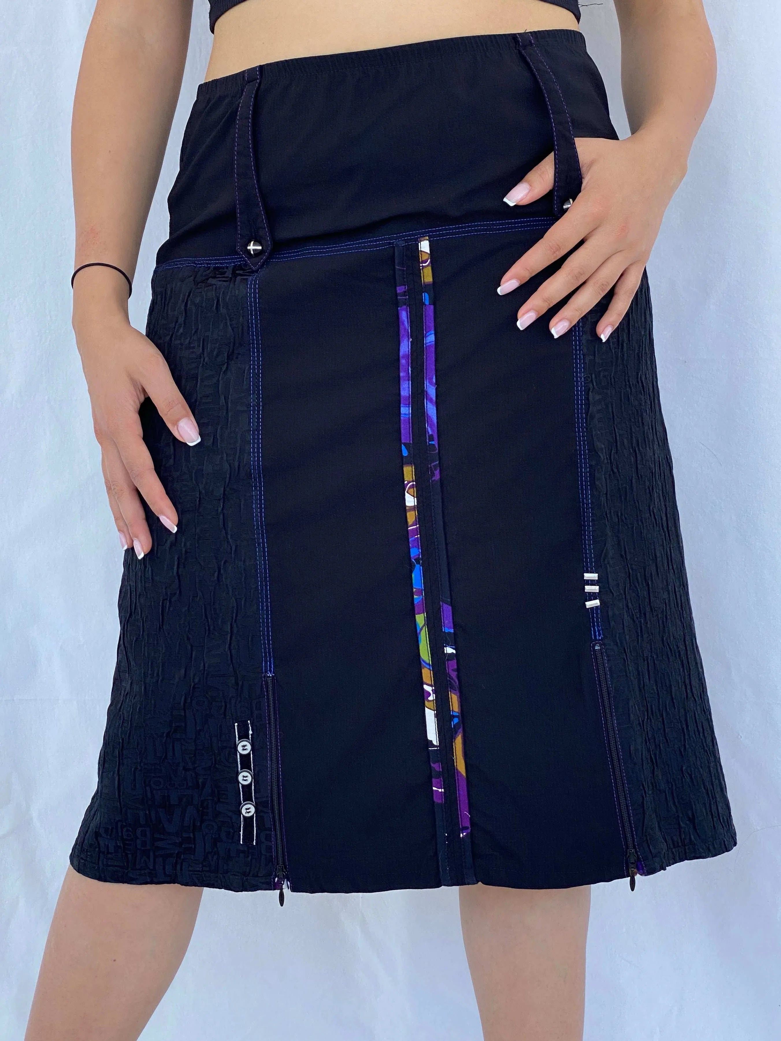 Statement Vintage 90s Pause Cafe Black Midi Skirt Size L/XL - Balagan Vintage Midi Skirt 90s, Aseel, midi skirt, summer