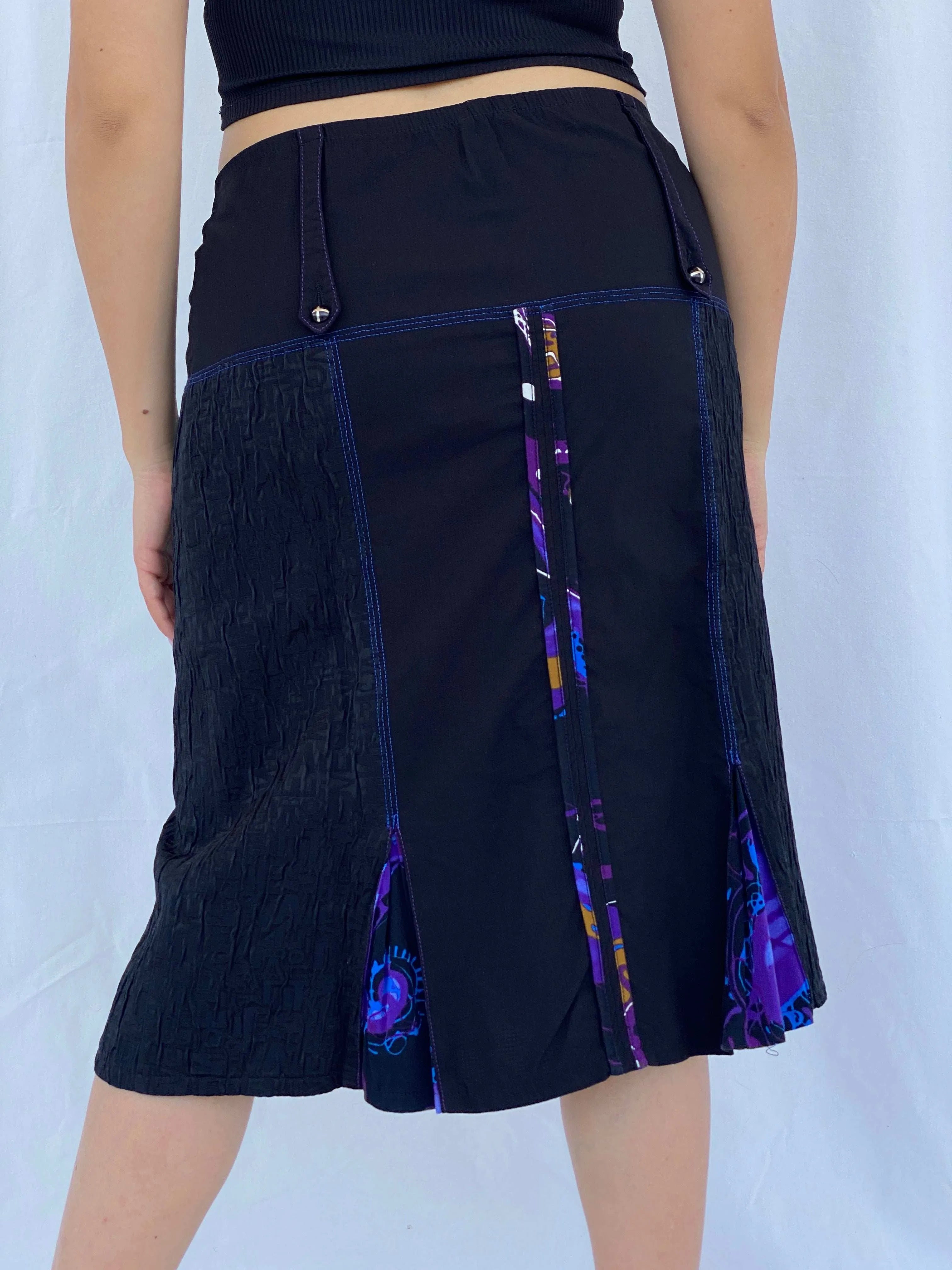 Statement Vintage 90s Pause Cafe Black Midi Skirt Size L/XL - Balagan Vintage Midi Skirt 90s, Aseel, midi skirt, summer