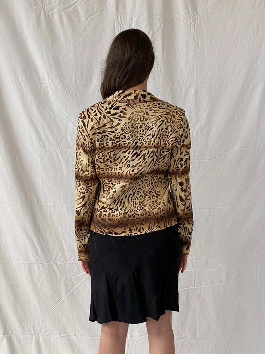 Statement Vintage Betty Barclay Silk Leopard Print Blazer - M - Balagan Vintage Blazer 90s, animal print, blazer, consignment, full sleeve blazer, Mira, Najla, winter
