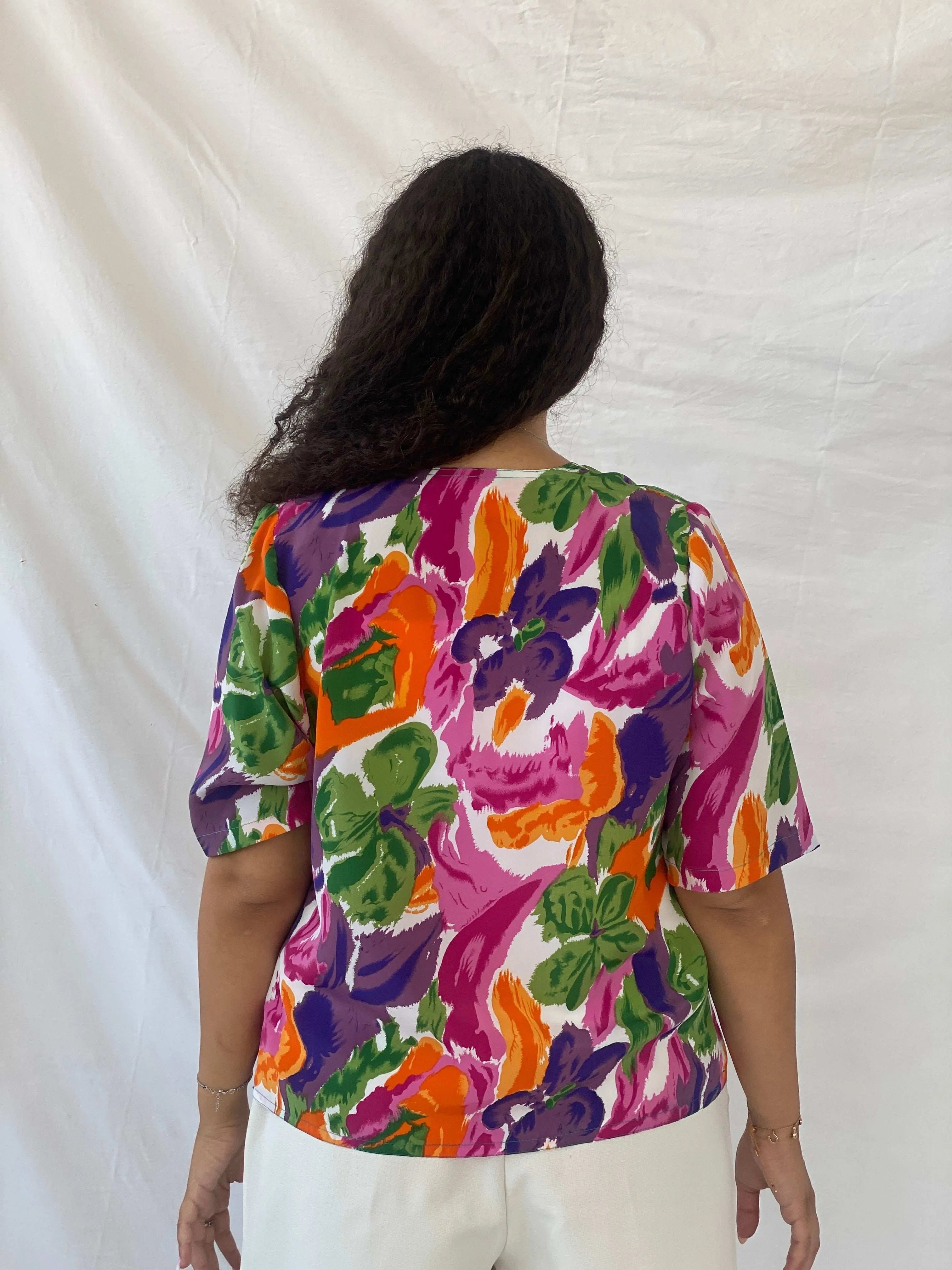 Statement Vintage Handmade Floral Print Shirt - L - Balagan Vintage Half Sleeve Shirt 00s, 90s, Deals, Dina, floral, floral shirt, half sleeve shirt, oversized, oversized shirt