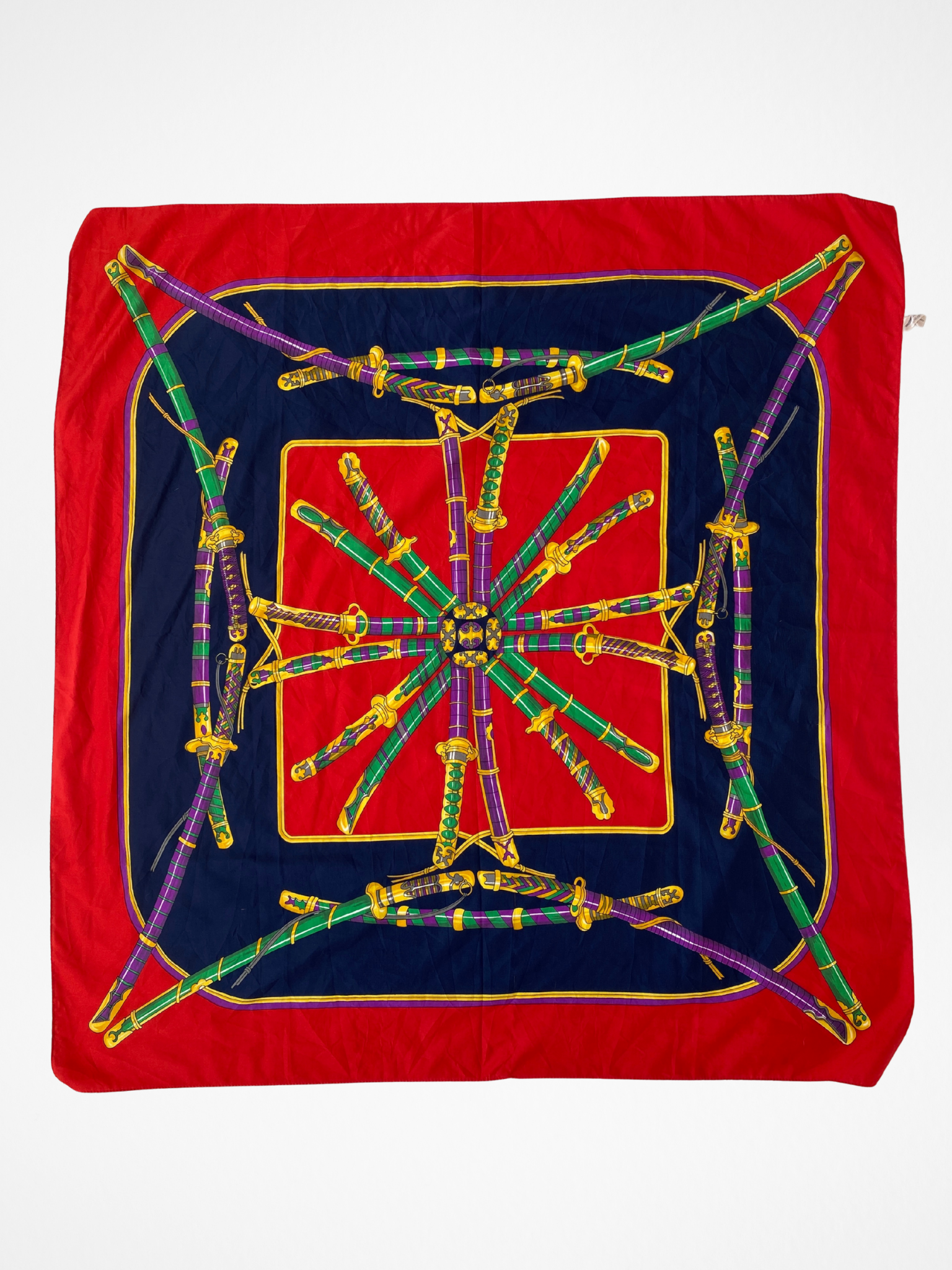 Statement Vintage JAGO Red Navy Sword Motif Square Scarf - Balagan Vintage Scarf 00s, multicolored, NEW IN, scarf, summer