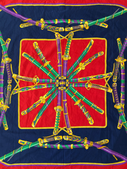 Statement Vintage JAGO Red Navy Sword Motif Square Scarf - Balagan Vintage Scarf 00s, multicolored, NEW IN, scarf, summer