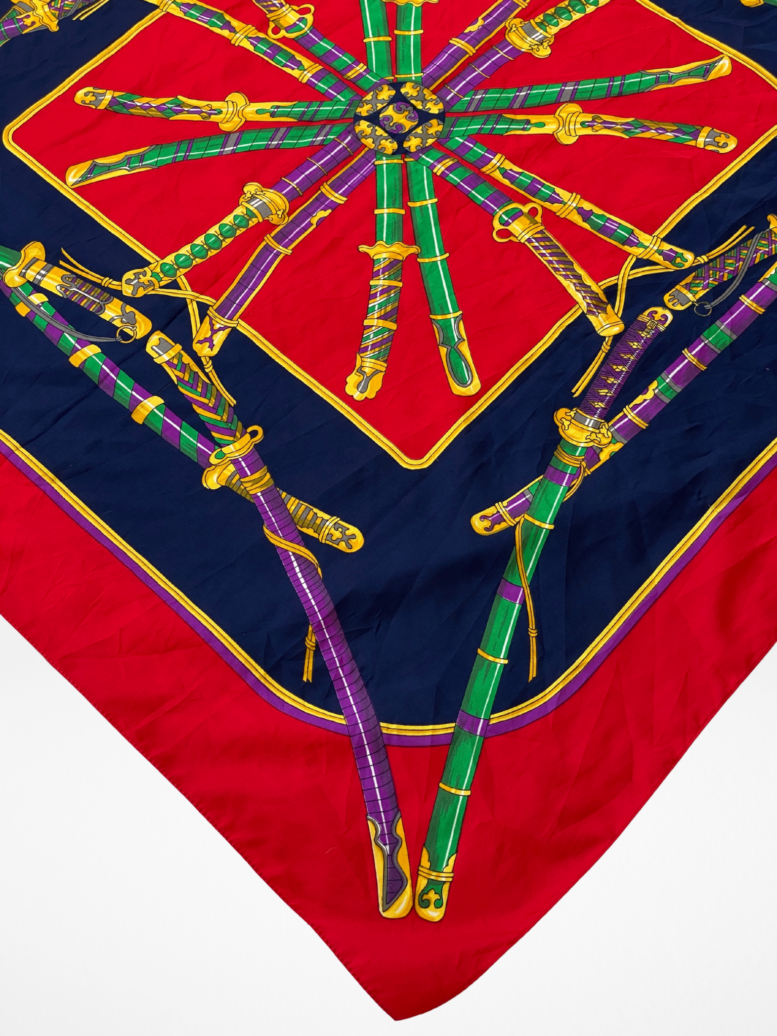 Statement Vintage JAGO Red Navy Sword Motif Square Scarf - Balagan Vintage Scarf 00s, multicolored, NEW IN, scarf, summer