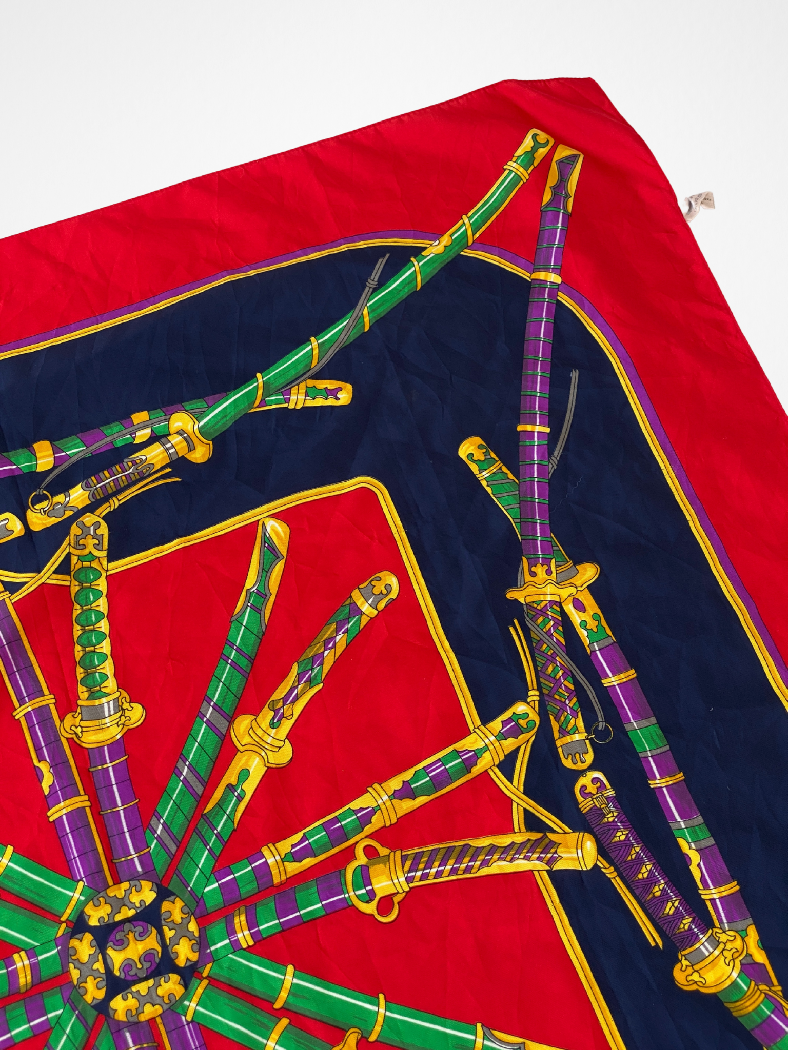 Statement Vintage JAGO Red Navy Sword Motif Square Scarf - Balagan Vintage Scarf 00s, multicolored, NEW IN, scarf, summer