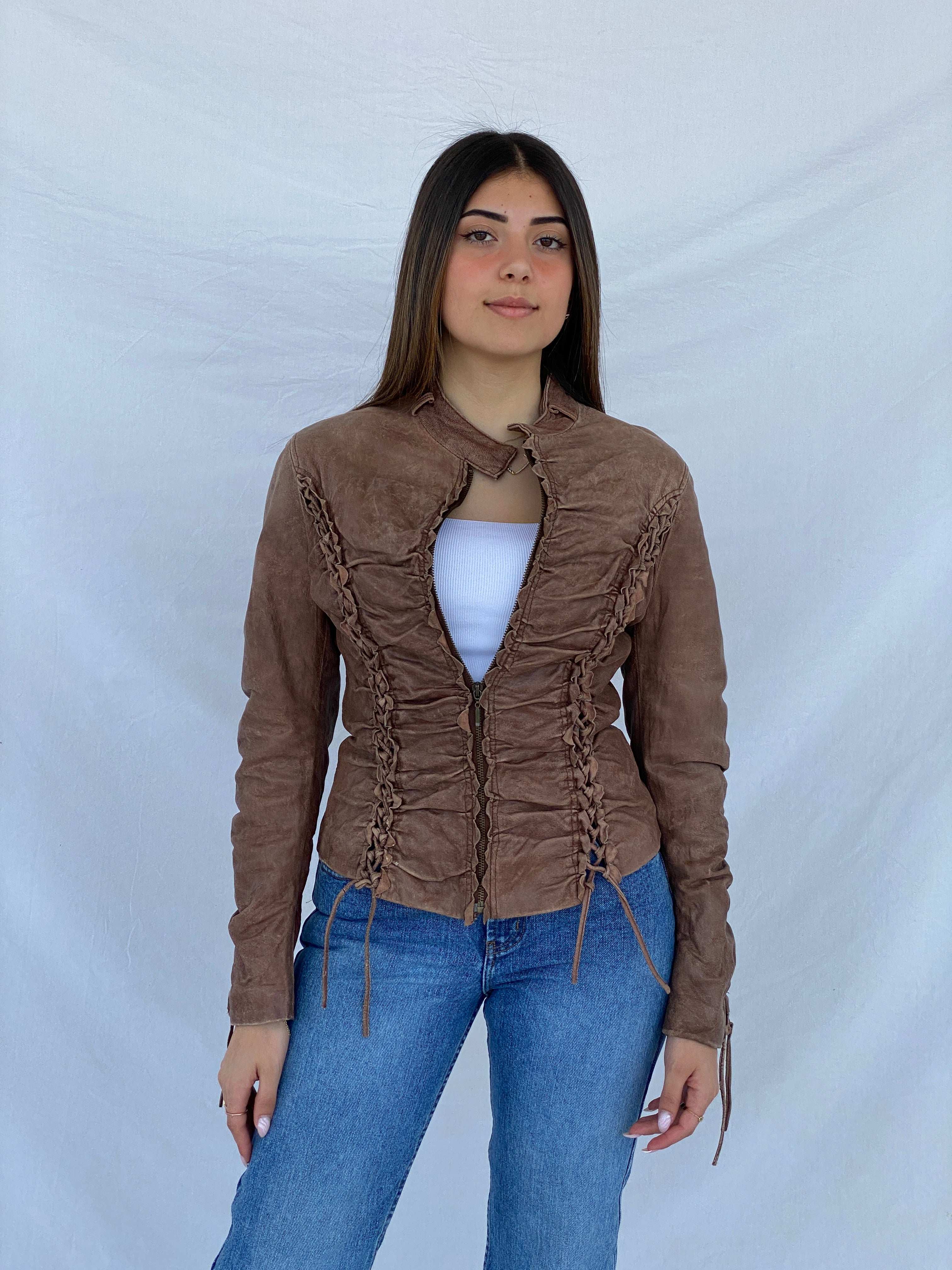 Statement Vintage N.Y.S Goat Leather Jacket - Size S - Balagan Vintage Leather Jacket 90s, Deals, Juana, leather jacket, winter