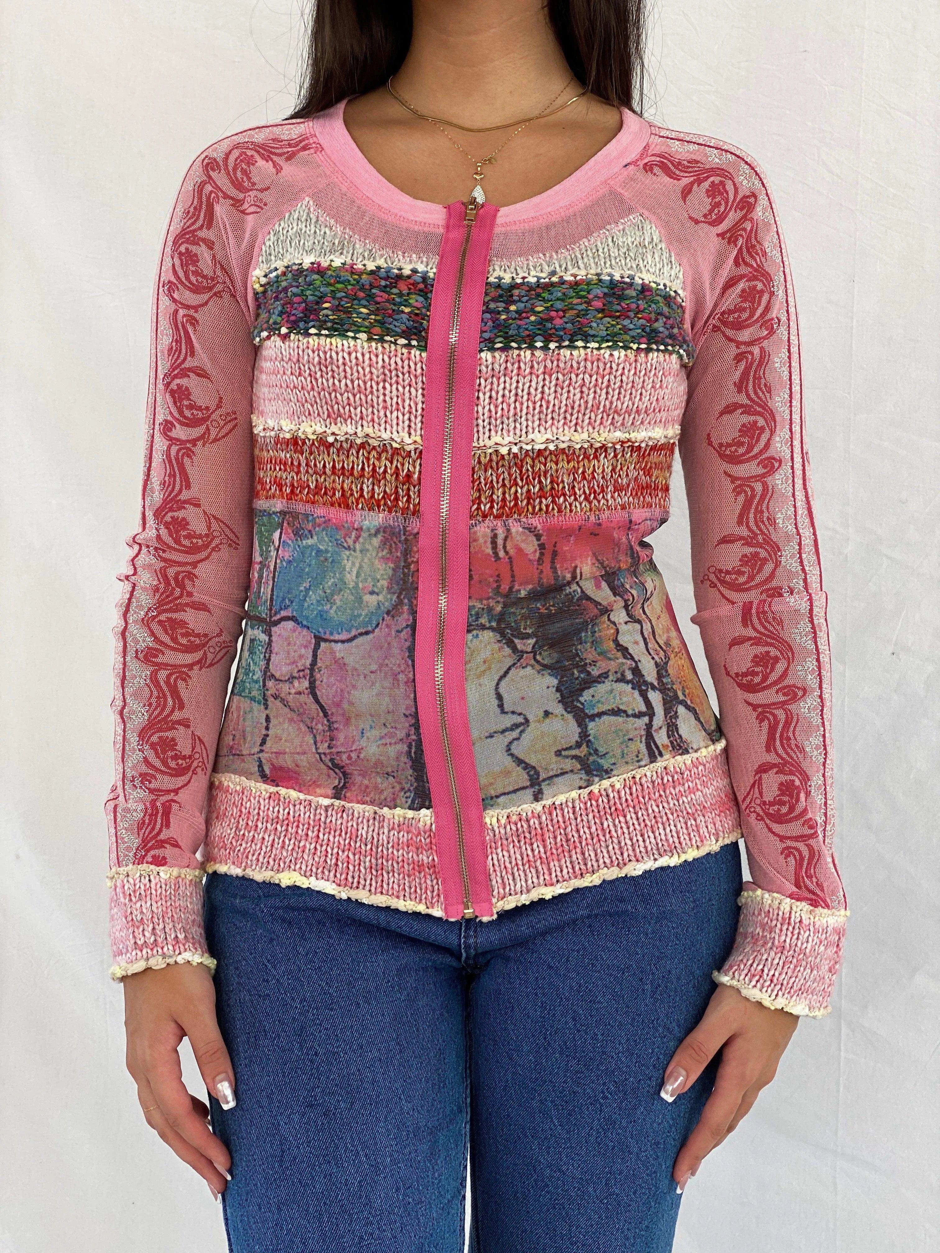 Statement Vintage Printed Mesh Cardigan - Balagan Vintage Mesh Top knit, knitted cardigan, mesh, mesh top, Rama, sheer