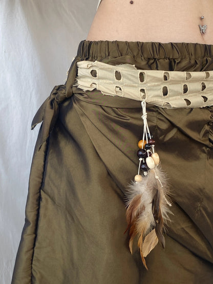 Statement Y2K Metallic Olive Green Short Women’s Skirt - L - Balagan Vintage Midi Skirt Ayah, midi skirt, summer