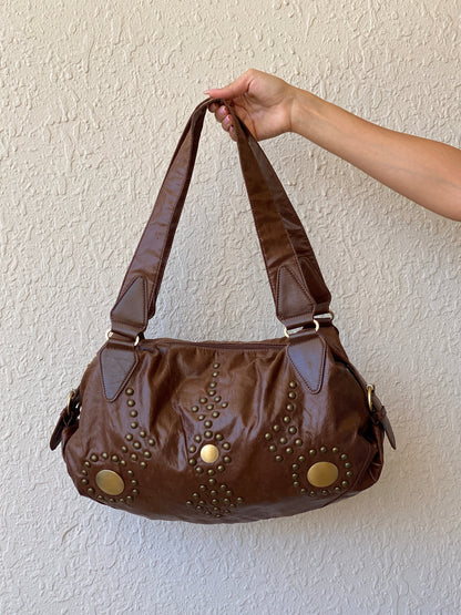 Stunning MARC PICARD Brown Purse Western Bronze Studded Shoulder Bag - Balagan Vintage Shoulder Bag 00s, 90s, bag, cowboy, NEW IN, shoulder bag, Y2K