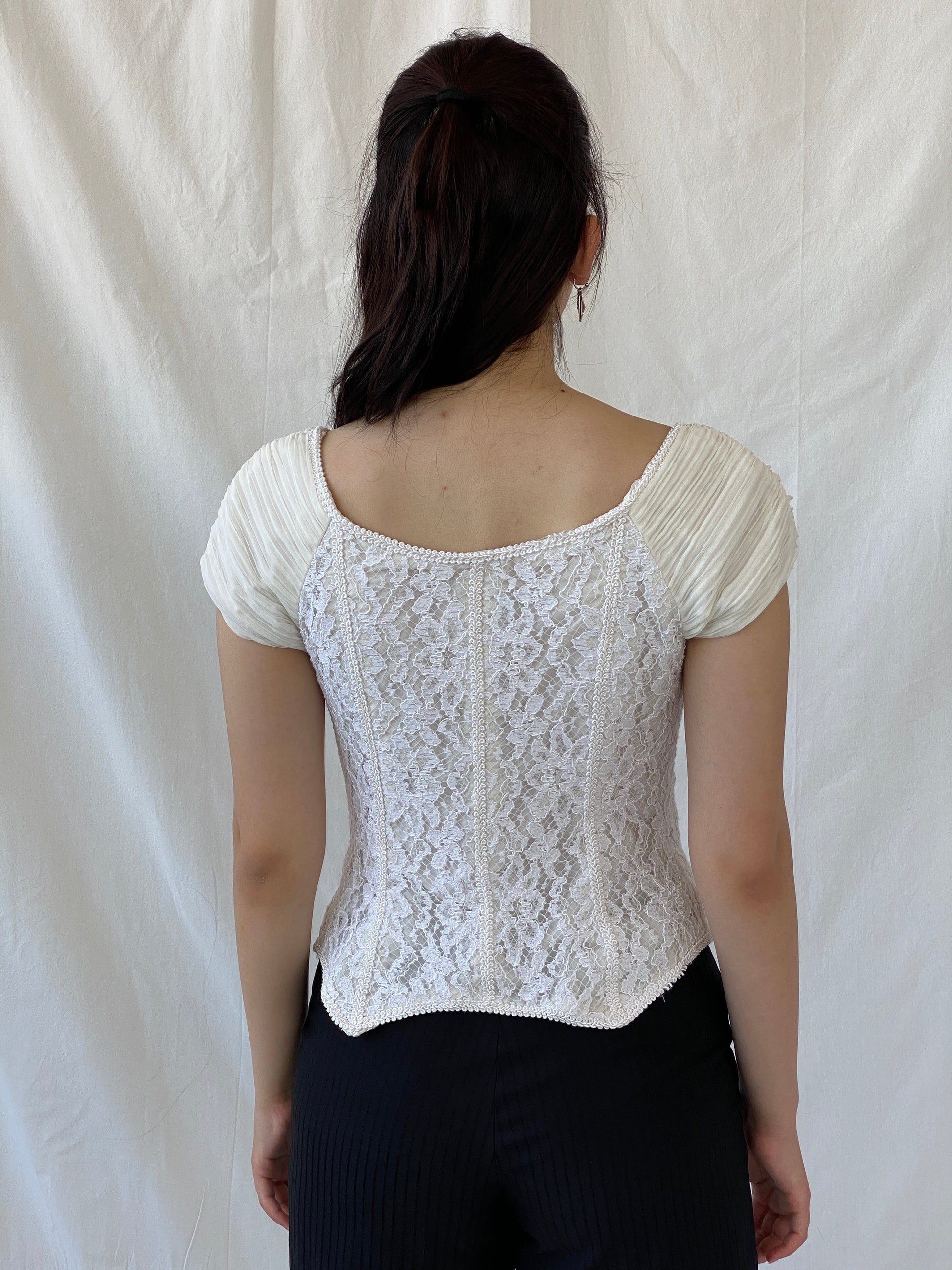 Stunning Vintage 90s Jean Allen London Lace Bustier Victorian Boned Corset Top - S - Balagan Vintage Sleeveless Top 00s, Ayah, beaded, consignment, designer, Janan, NEW IN, rare find, rare vintage, summer, women top
