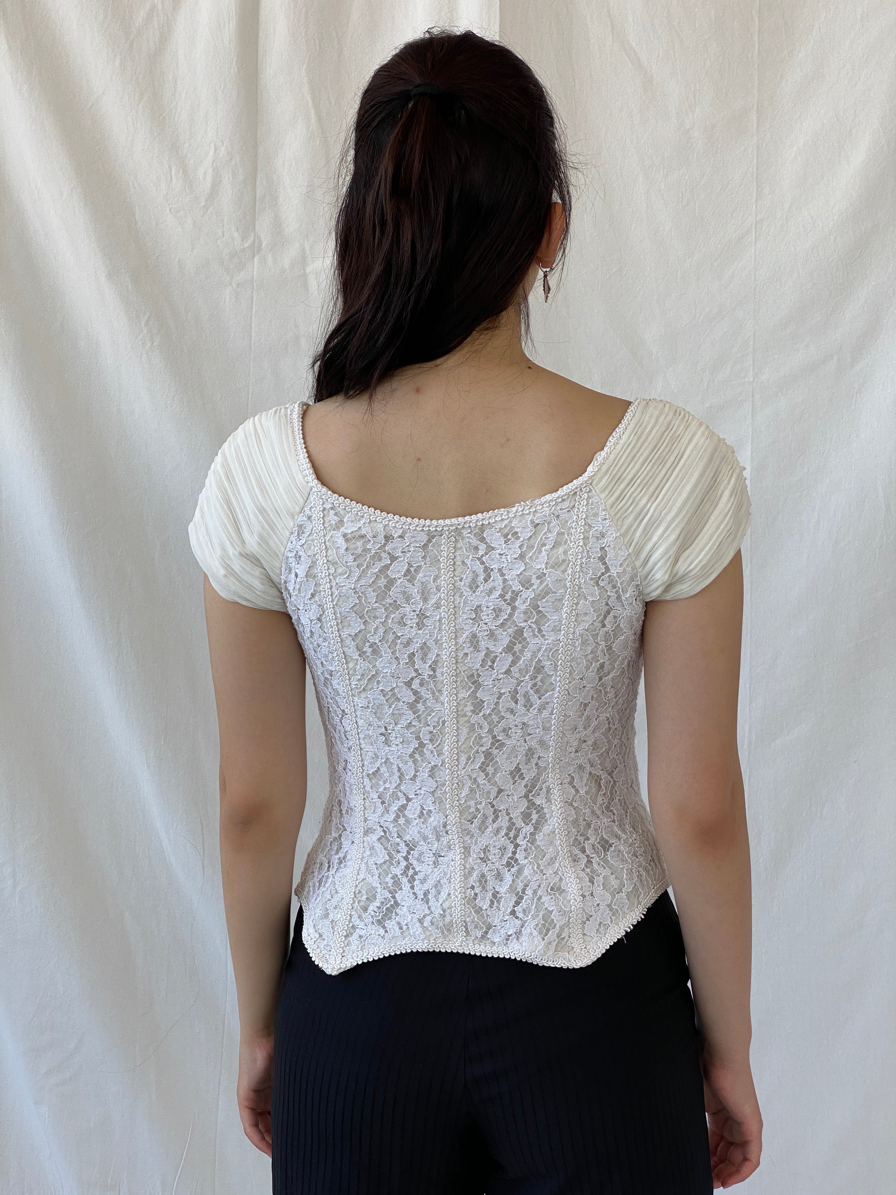 Stunning Vintage 90s Jean Allen London Lace Bustier Victorian Boned Corset Top - S - Balagan Vintage Sleeveless Top 00s, Ayah, beaded, consignment, designer, Janan, NEW IN, rare find, rare vintage, summer, women top