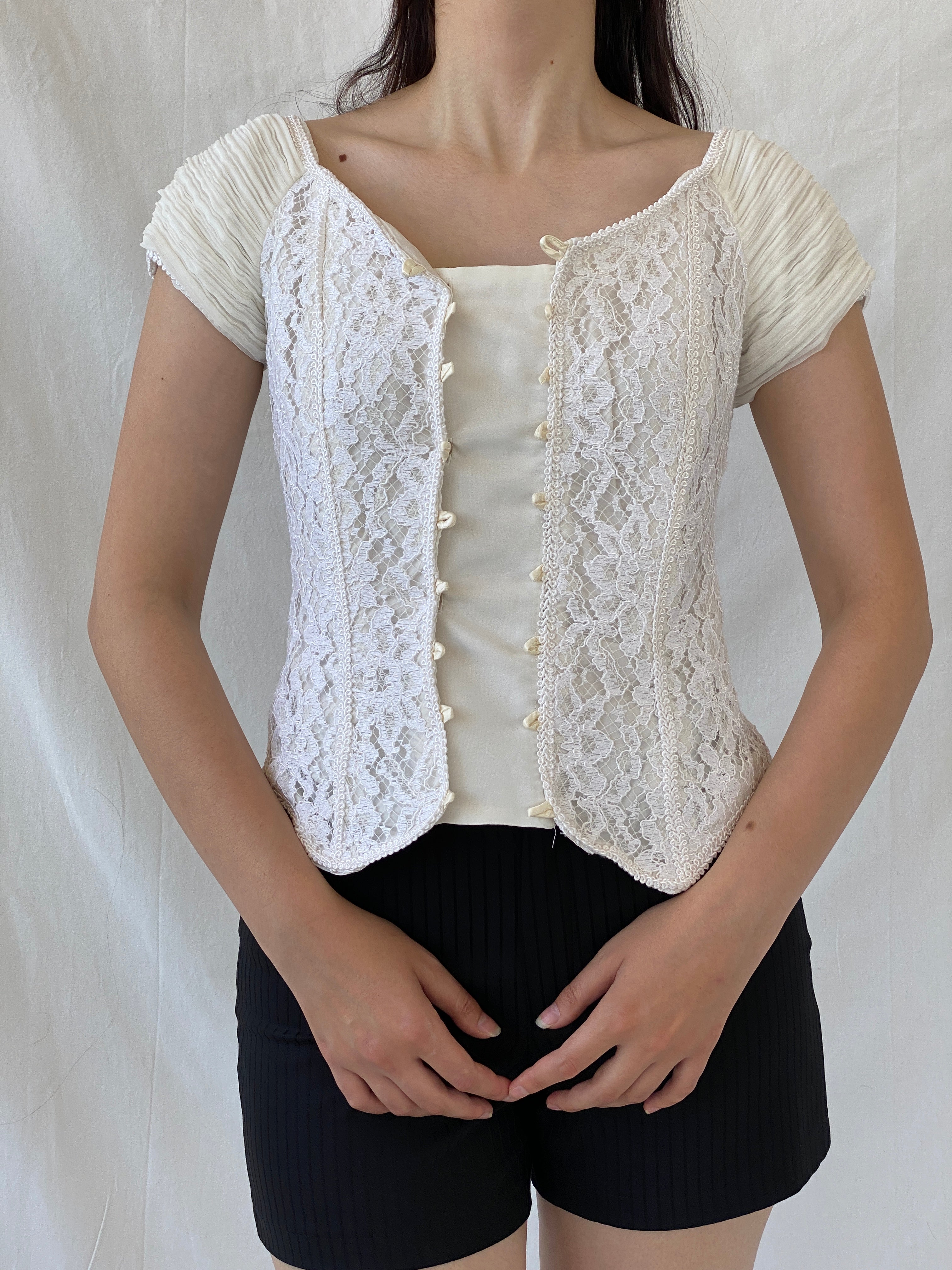 Stunning Vintage 90s Jean Allen London Lace Bustier Victorian Boned Corset Top - S - Balagan Vintage Sleeveless Top 00s, Ayah, beaded, consignment, designer, Janan, NEW IN, rare find, rare vintage, summer, women top