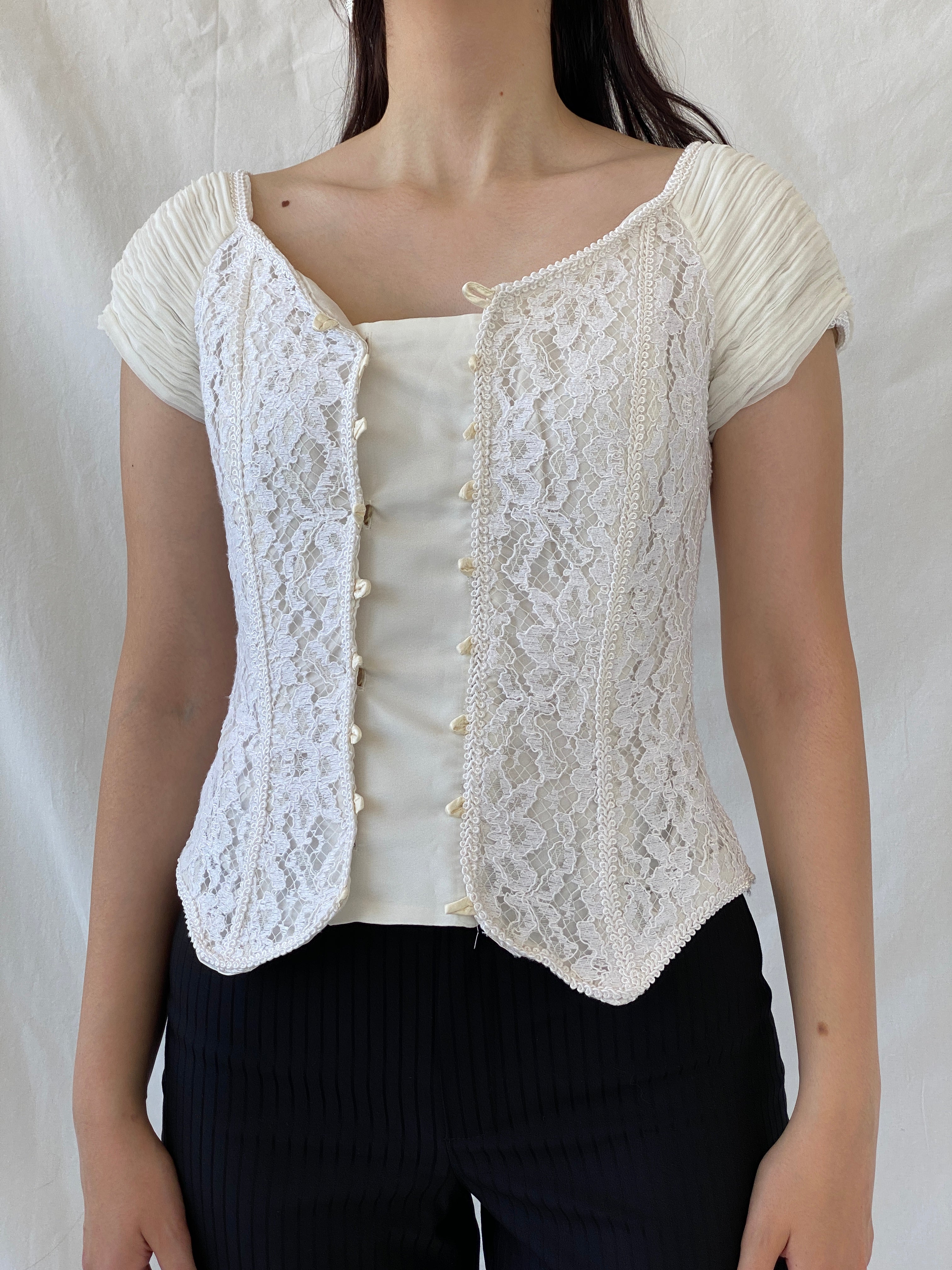Stunning Vintage 90s Jean Allen London Lace Bustier Victorian Boned Corset Top - S - Balagan Vintage Sleeveless Top 00s, Ayah, beaded, consignment, designer, Janan, NEW IN, rare find, rare vintage, summer, women top