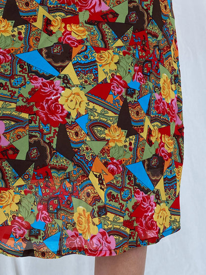 Stunning Vintage 90s Outfit Colorful Floral Midi Skirt Size L - Balagan Vintage Midi Skirt 90s, Deals, floral, floral skirt, Juana, midi skirt, women skirt