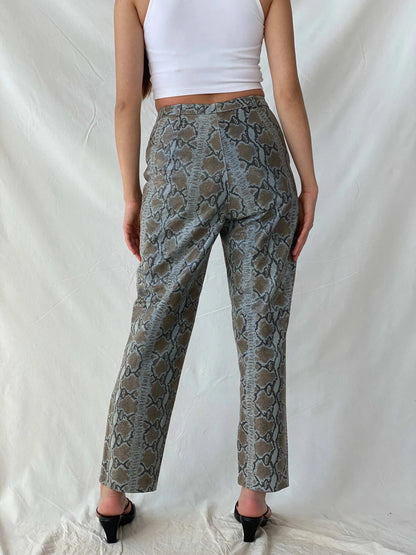 Stunning Vintage RÉVUE Snake Skin Blue Genuine Leather Pants - M - Balagan Vintage Pants genuine leather, leather, Mira, pants, women pants