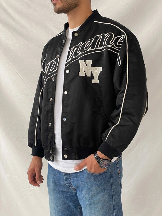 Supreme NY Windbreaker Black Bomber Jacket - XL - Balagan Vintage Jacket 90s, consignment, Joe, Ramez, summer, vintage windbreaker, windbreaker, windbreaker jacket