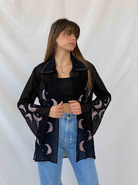 The Most Gorgeous Vintage Beaded Sheer Cardigan - Balagan Vintage Cardigan beaded, cardigan, Mira, sheer