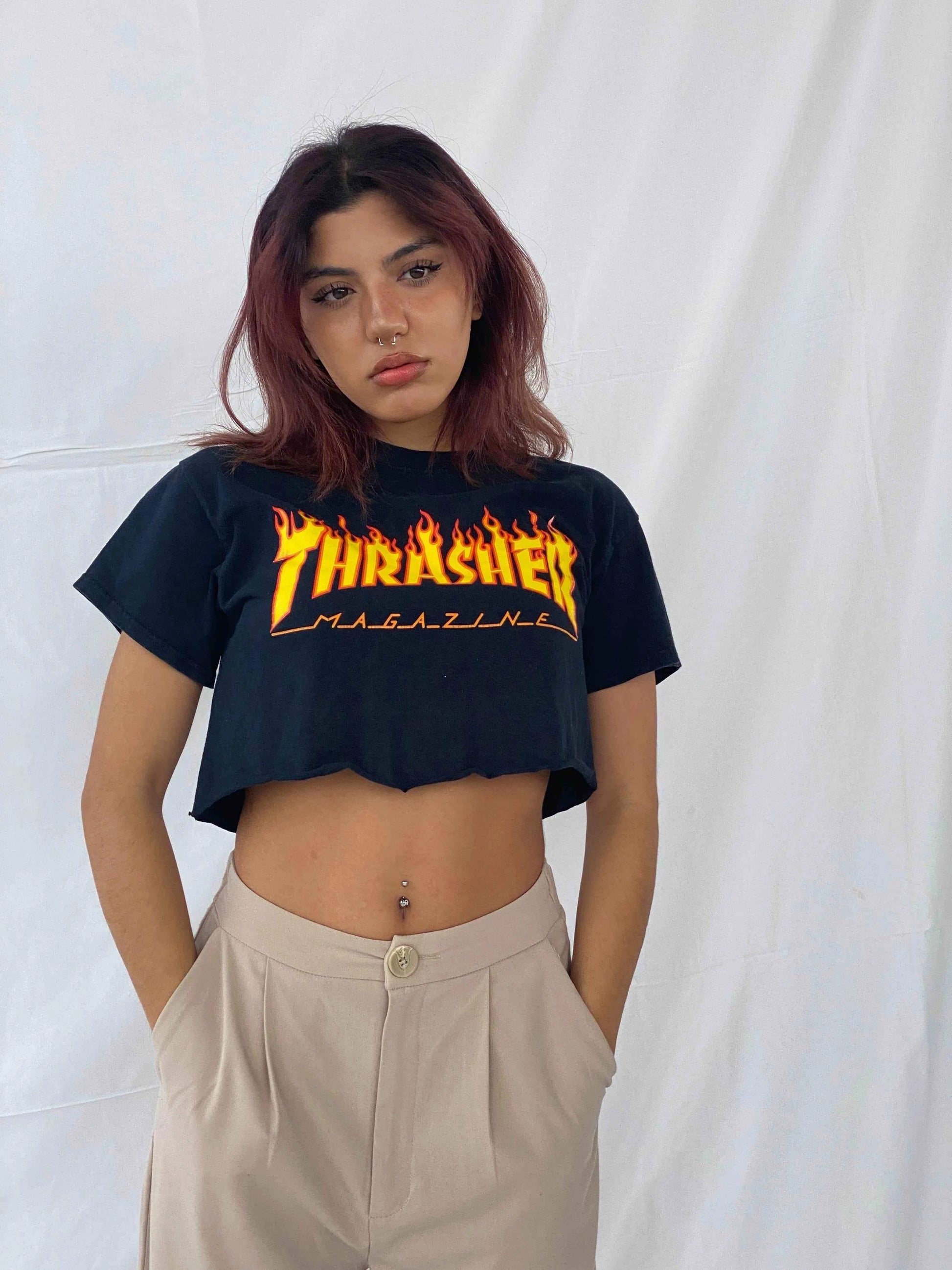 Thrasher San Francisco Crop Top - Balagan Vintage Half Sleeve Top 00s, cropped, Taima