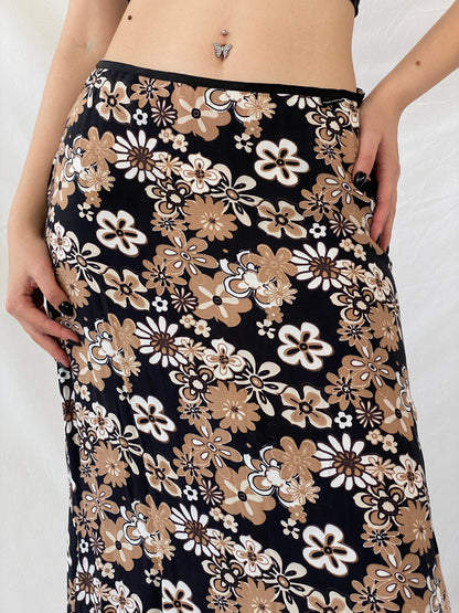 Tom Tailor Black Floral Maxi Skirt - L - Balagan Vintage Maxi Skirt Ayah, floral, floral print, floral skirt, maxi skirt, skirt