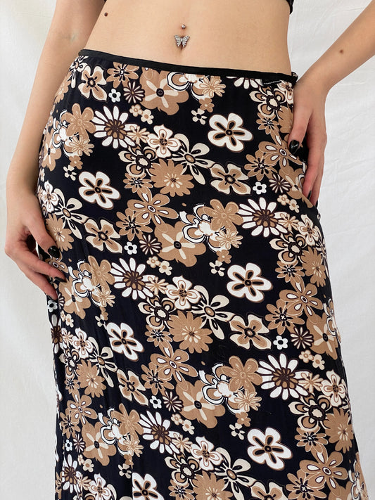 Tom Tailor Black Floral Maxi Skirt - L - Balagan Vintage Maxi Skirt Ayah, floral, floral print, floral skirt, maxi skirt, skirt
